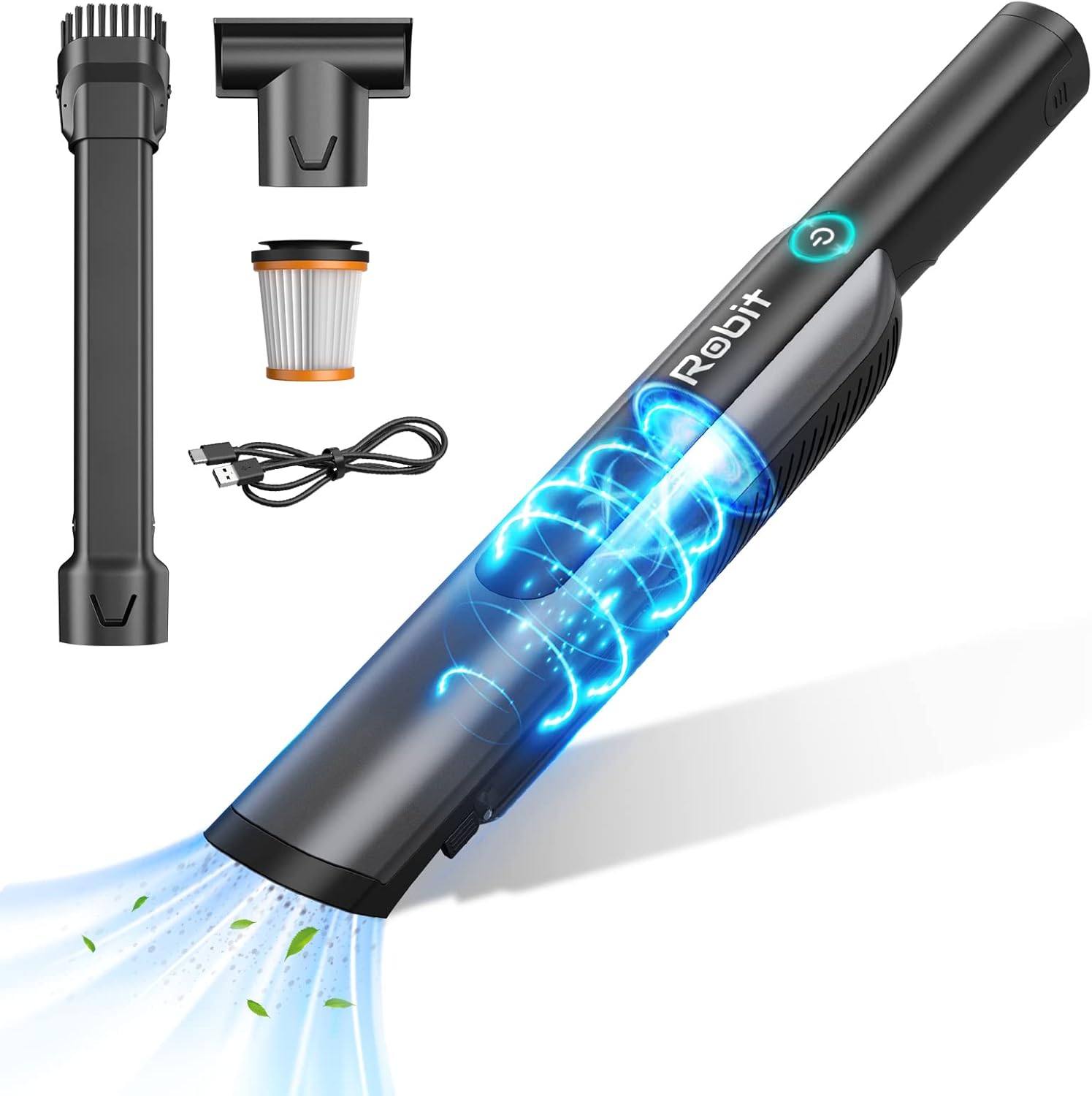 Robit Portable Cordless Vacuum with 17Kpa Power Suction & Lightweight for Car Home Office Pet Hair - Upgraded H600 Hand Vacuum