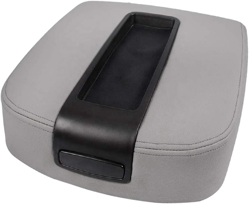 A ABIGAIL Center Console Armrest Cover for 2007-2013 Chevy Silverado, Tahoe, Suburban, Avalanche, GMC Sierra, Yukon, Yukon XL Auto Leather Suture Console Lid Cover Replacement (Black) Pack of 2