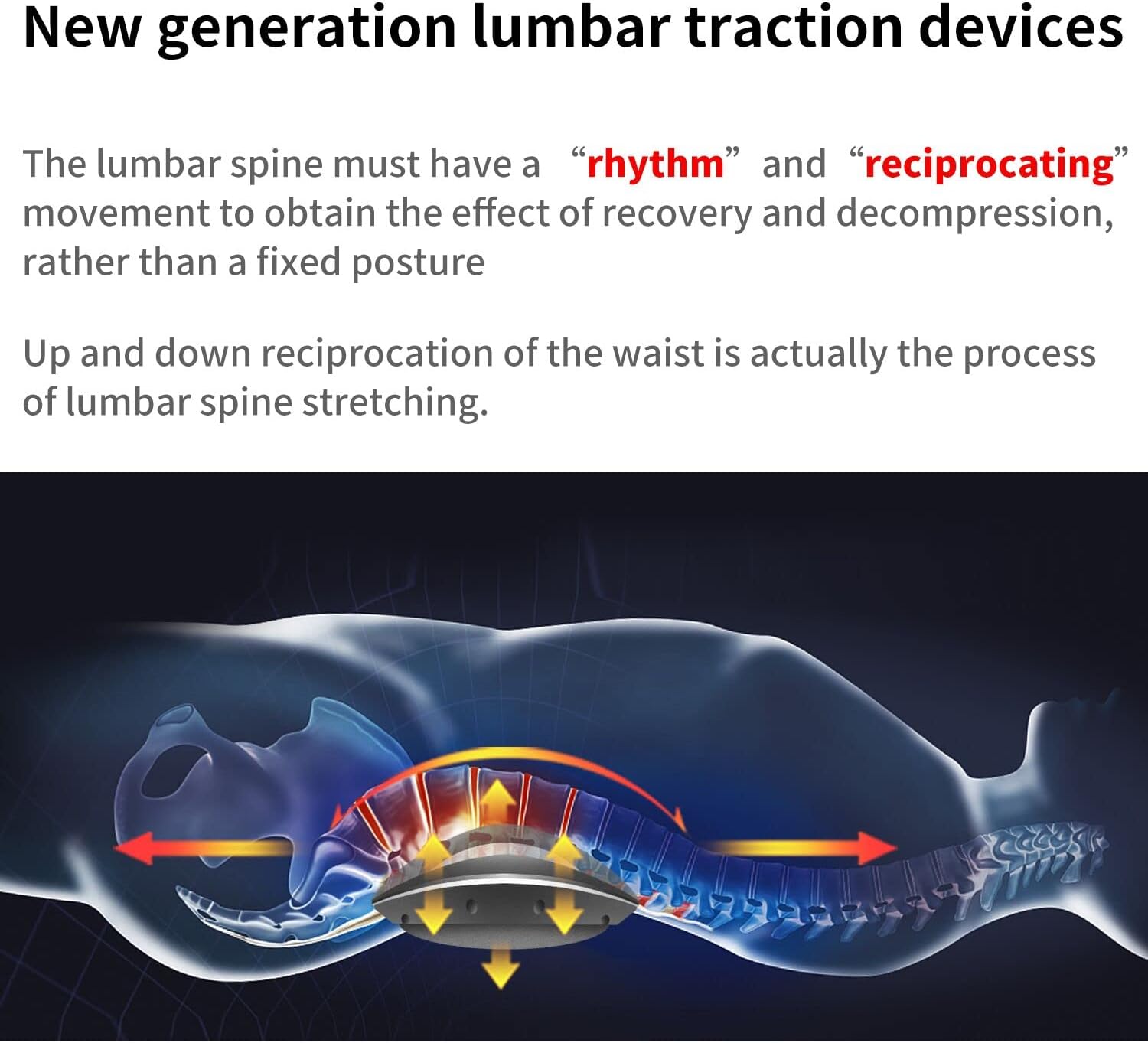 Electric Lumbar Traction Device with Vibration Massager & Heat Function, 113 to 149℉(45 to 65℃), Relieve Low Back Pain and Exercising The Waist Muscles, Timer Function and Easy to Use