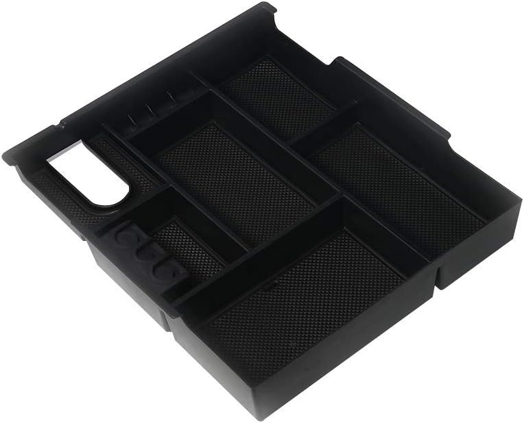 Center Console Organizer Tray, Compatible with Toyota Tundra 2014, 2015, 2016, 2017, 2018, 2019 SR5, SR, Limited, Platinum, 1794 Edition, TRD Pro - Full Tray Storage Accessory, Anti-Slip ABS Black