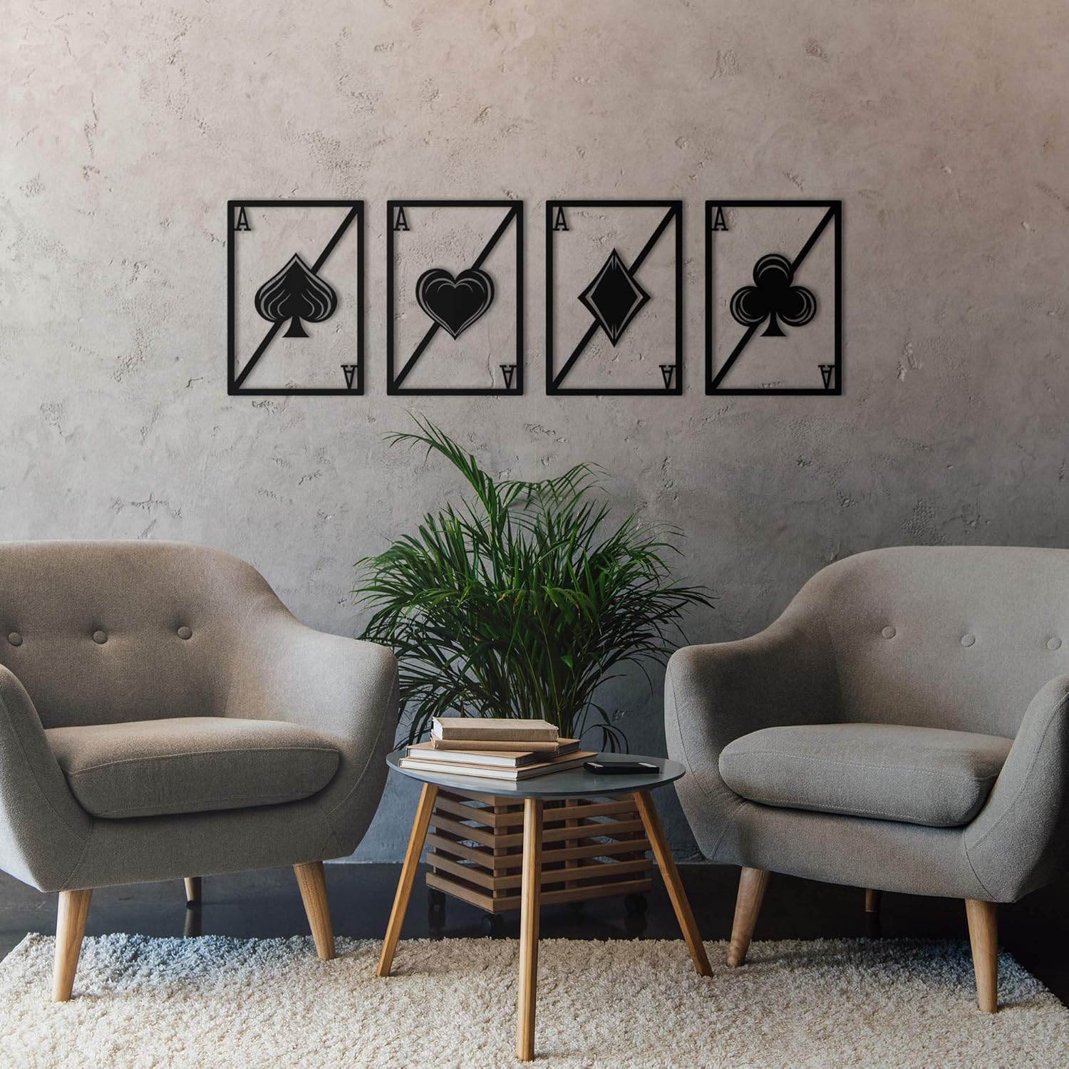 Northshire Metal Wall Decor, Gambit, Decorative Boho Art for Living Room, Bathroom, Kitchen, or Bedroom, Modern Black Hanging Decorations, Minimalisticitchen, or Bedroom, Modern Black Hanging Decorations, Minimalistic Pack of 2