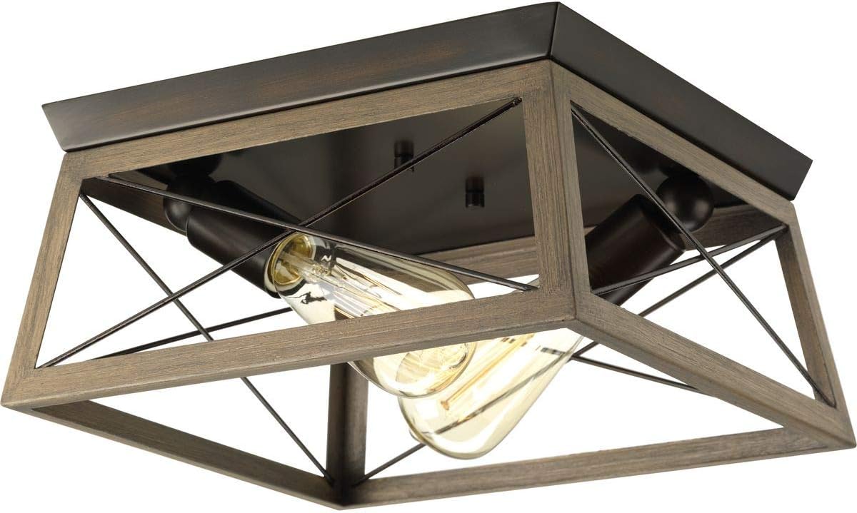 Progress Lighting P350039-031 Briarwood Close-to-Ceiling, Ceruse Black Pack of 2
