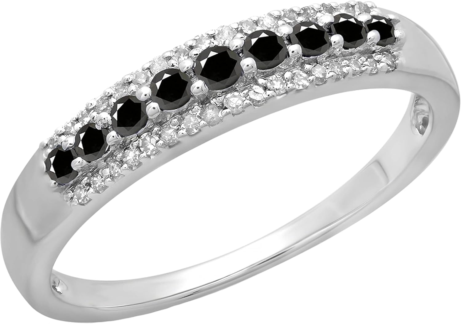 Dazzlingrock Collection Round Gemstone and Round White Diamond Ladies Stackable Wedding Band | 14K White Gold