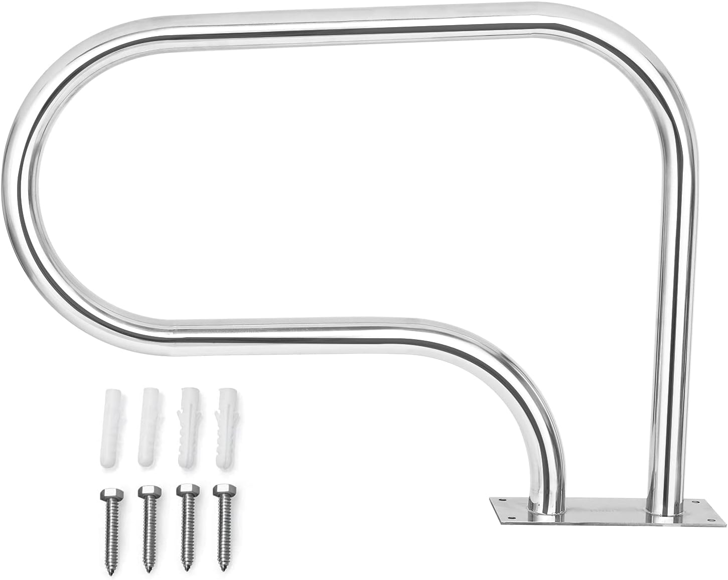 VINGLI Swimming Pool Hand Rail for Inground Pool, Stainless Steel 3-Bend Pool Stair Pool Entry Rail with Quick Mount Brace Plate and Perfect Handle Pool Grab Ladder