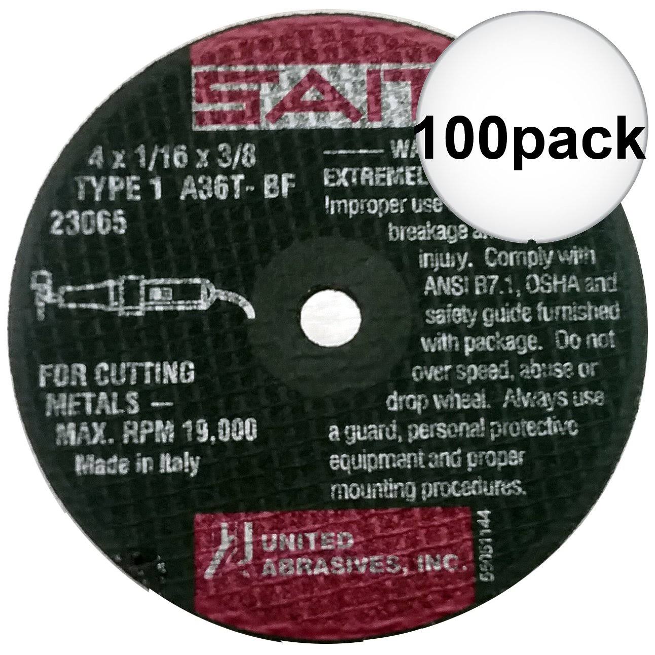 Sait 23065 4x22 x 3/8x22 x 1/16x22 Thick Metal Cutting Wheel 100-Pack
