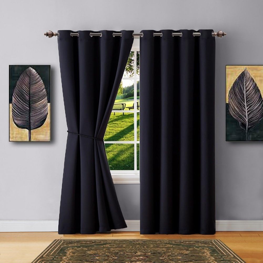 WARM HOME DESIGNS Extra Large 2 Black Wall to Wall Curtains 108