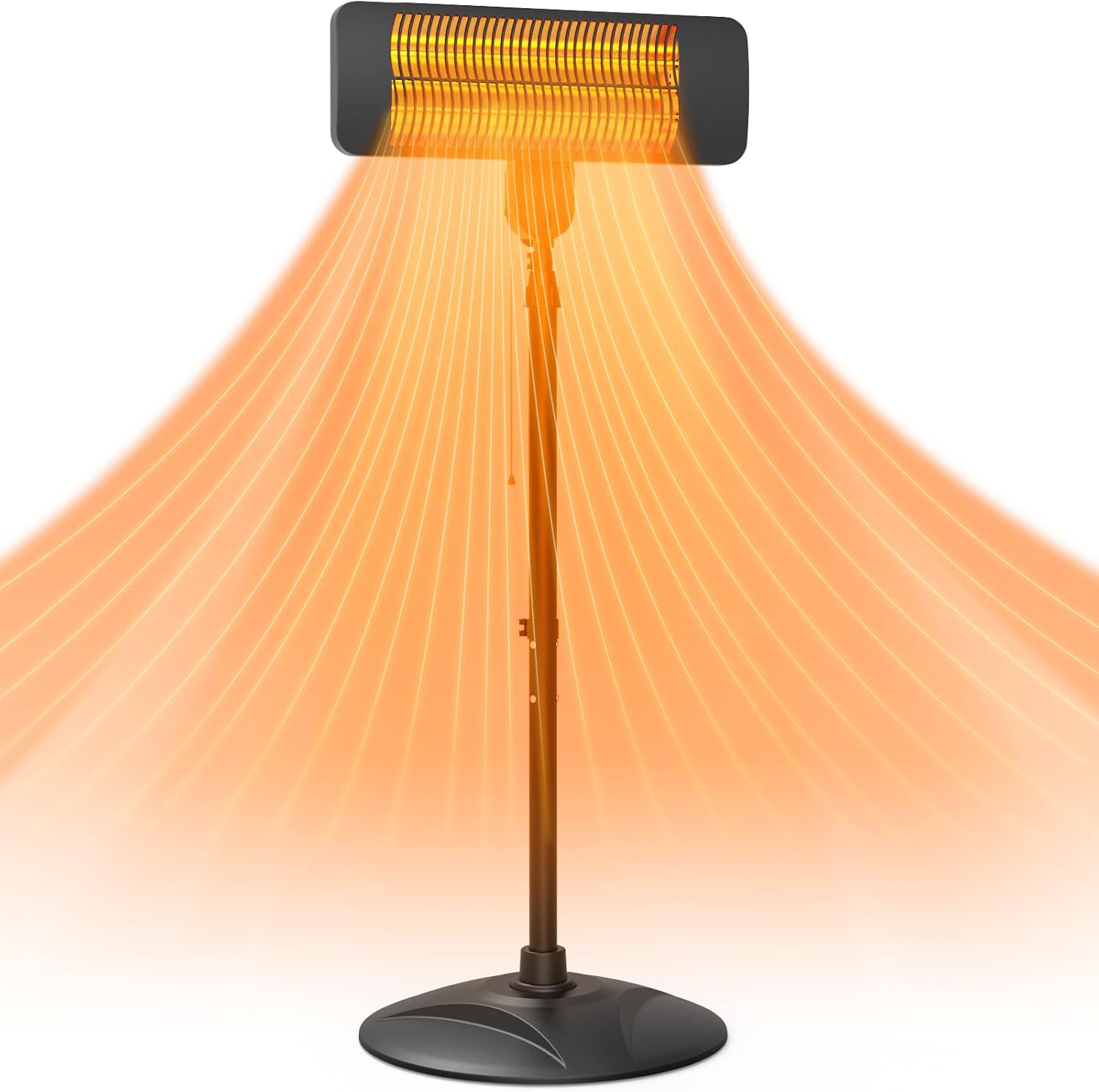 Outdoor Heater Electric - Patio Heater for Backyard BBQ Use, 3 Speed, Telescoping Garage Heater, 1500W Fast Heating 270 Sq.Ft, Infrared Heater w/Tip-Over and Overheating Protection for Indoor, Black