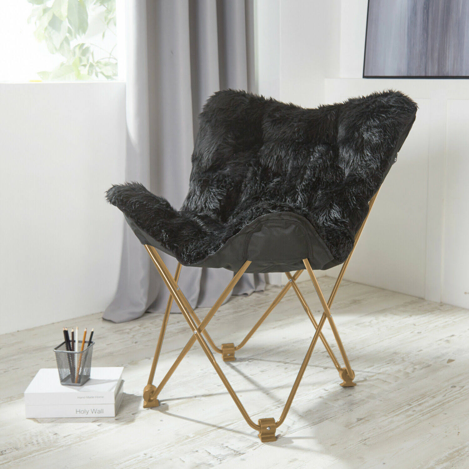 Urban Shop Mongolian Butterfly Chair Black