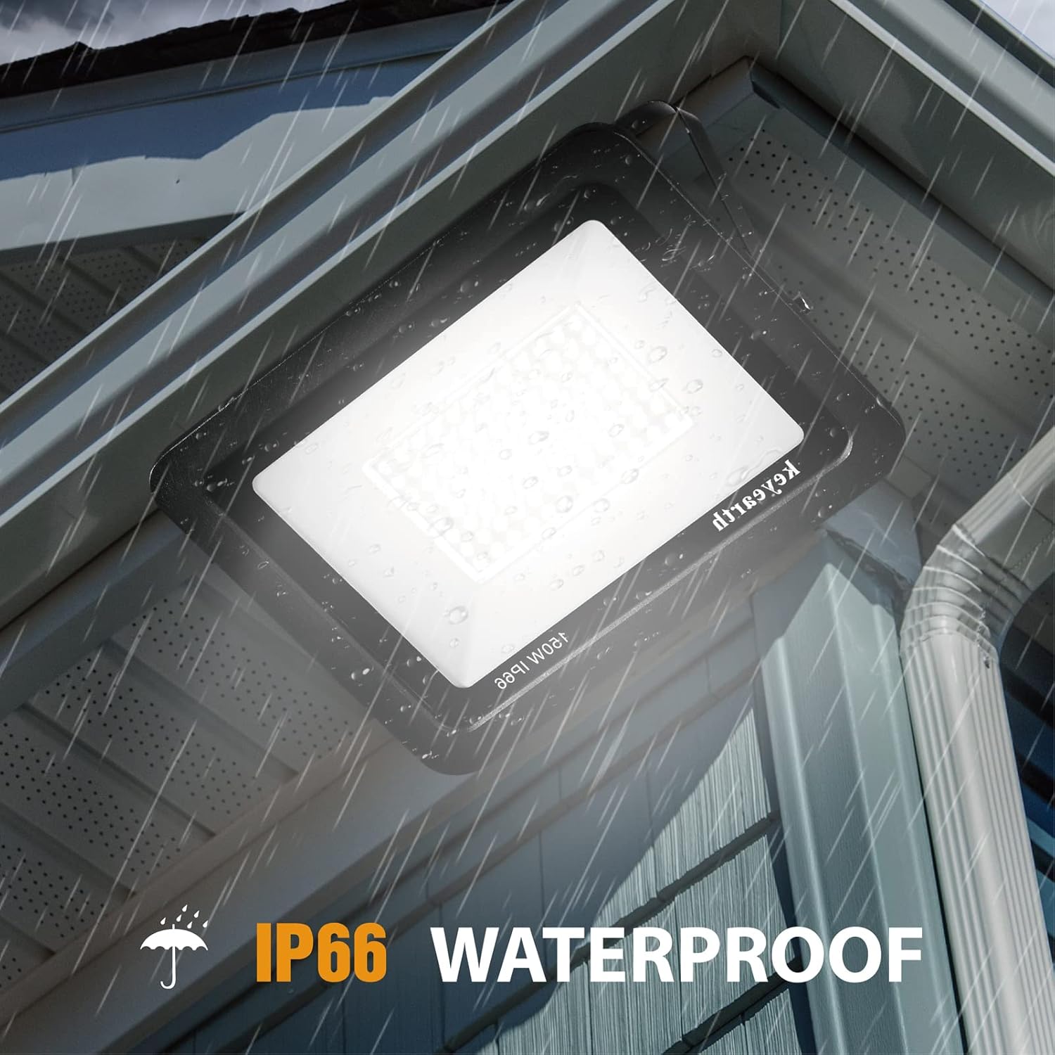 Keyearth 2 PCS 200W LED Flood Light Outdoor, 6500K Super Bright Outside Flood Lights Fixtures, IP66 Waterproof Exterior Security Light for Backyard, Garage