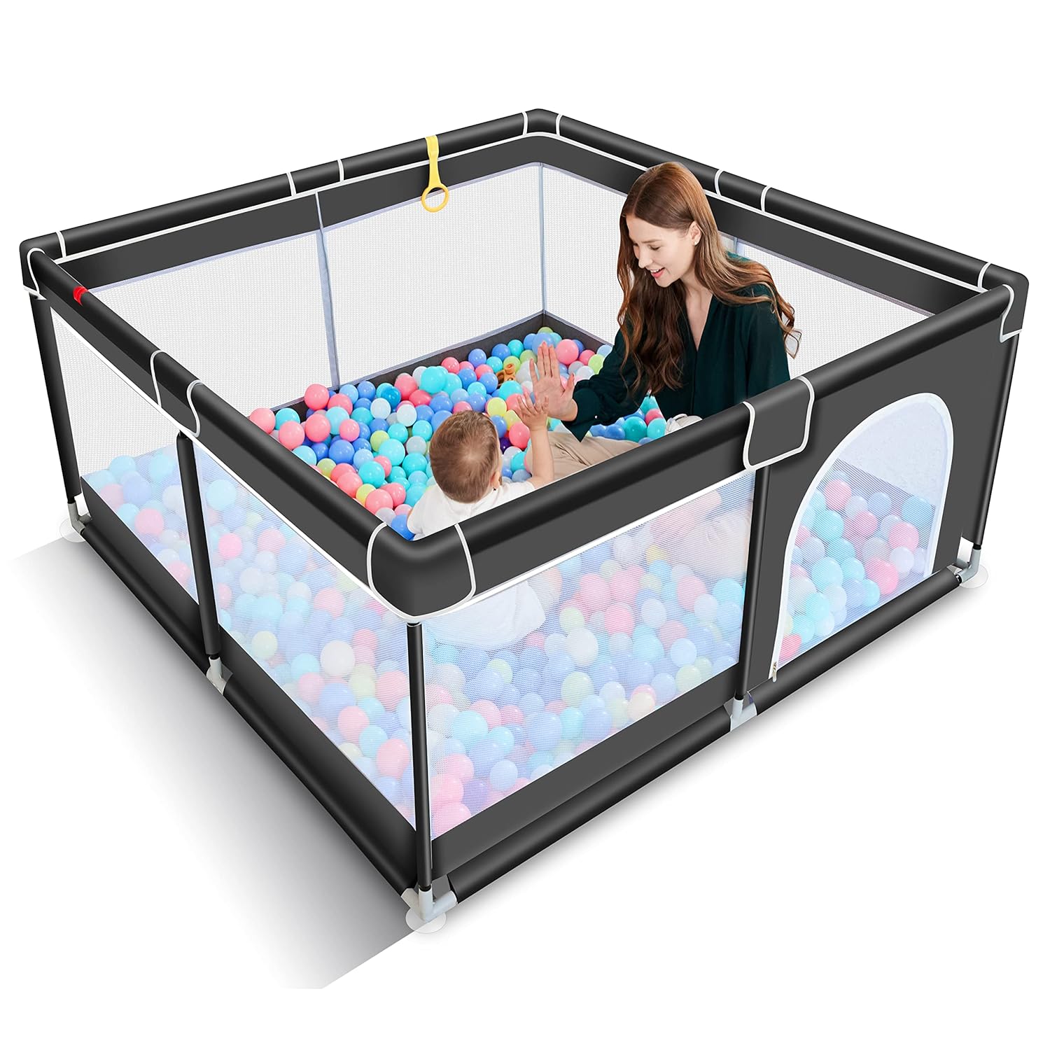 TODALE Baby Playpen for Toddler, Large Baby Play Yard, Safe No Gaps Playpen for Babies,Baby Gate Playpen(Black,50&rdquo;&times;50&rdquo;)