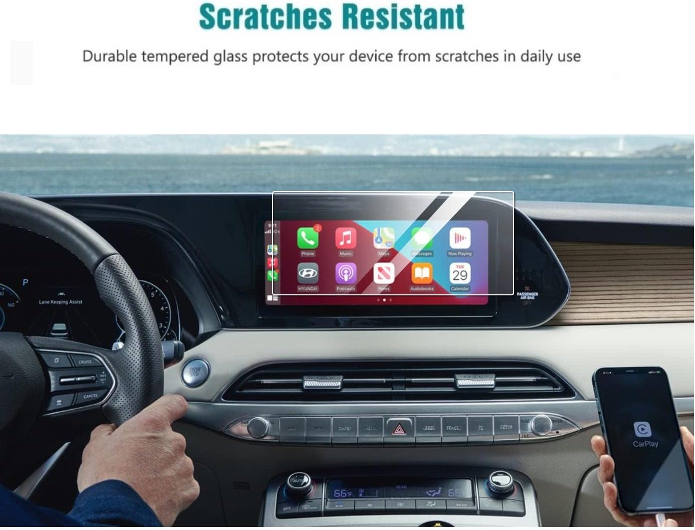 Screen Protector Compatible With 2020 2021 Hyundai Palisade 10.25-inch Touch Screen,Anti Glare Scratch,Shock Resistant,Flyingchan,Navigation Accessories