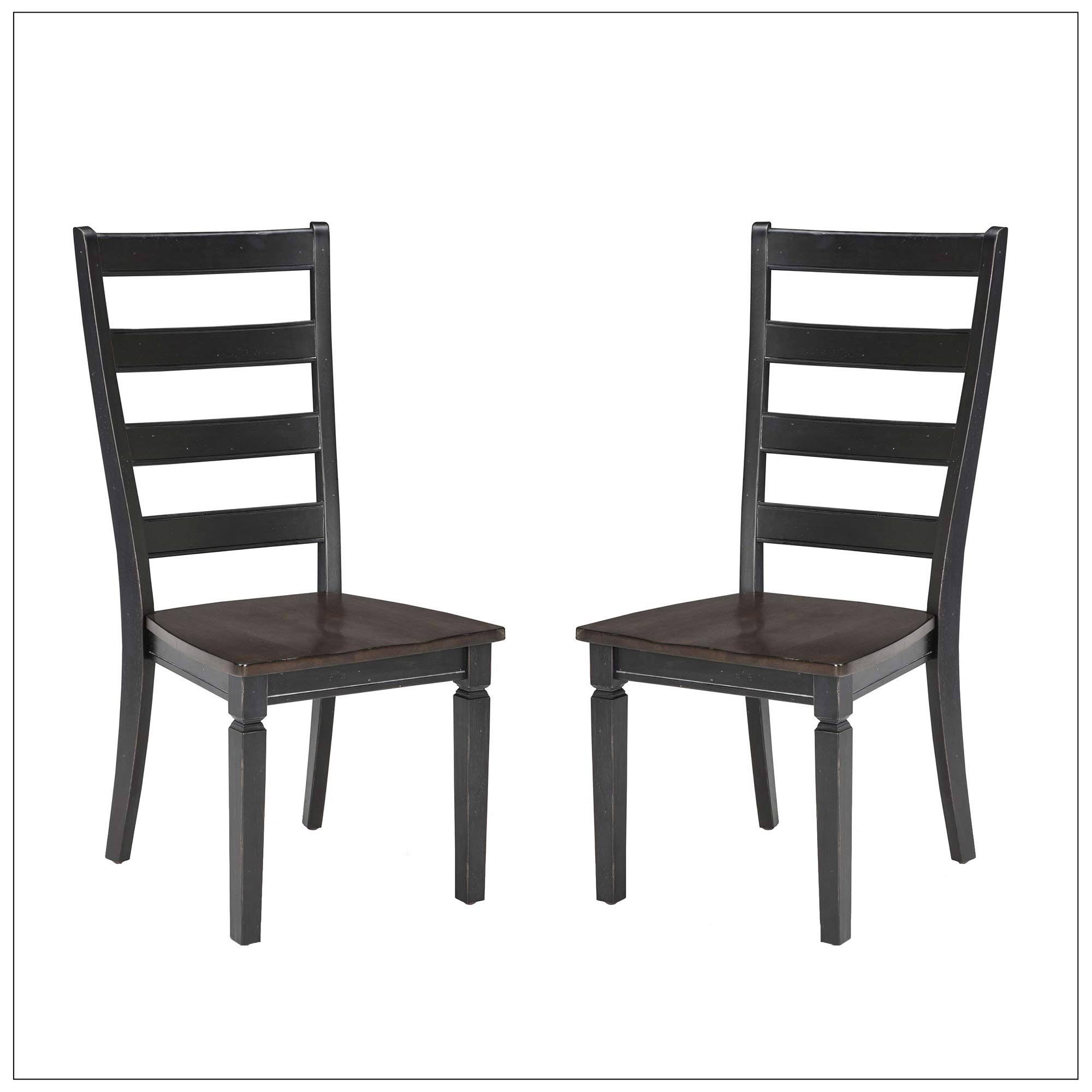 Glennwood Rubbed Black and Charcol Ladder Back Side Chair Set of 2