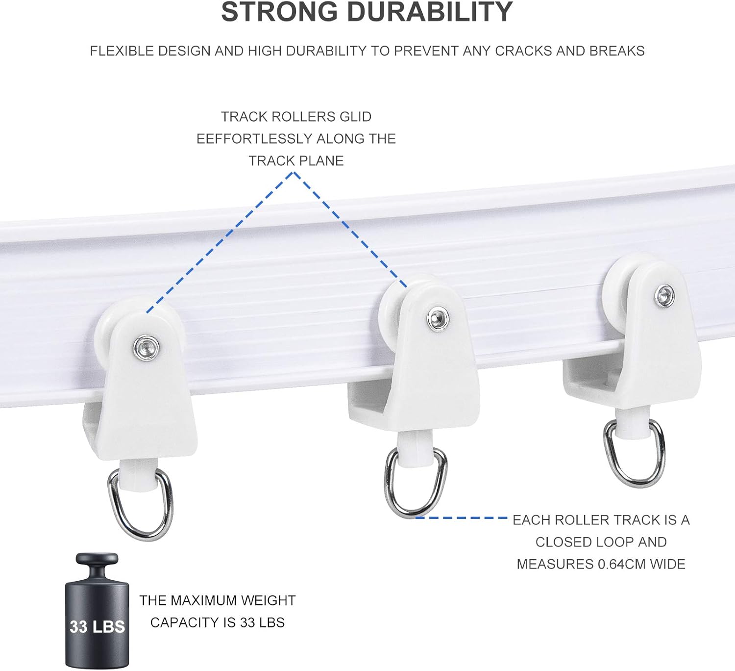 INAVIS Ceiling Curtain Track-Flexible Curtain Track&nbsp;| Ceiling Track Ceiling Mount for Curtain Rail with Track Curtain System | RV Curtain Track | Room Divider | Curtain Rods, 16.4 FT (5 Meters)