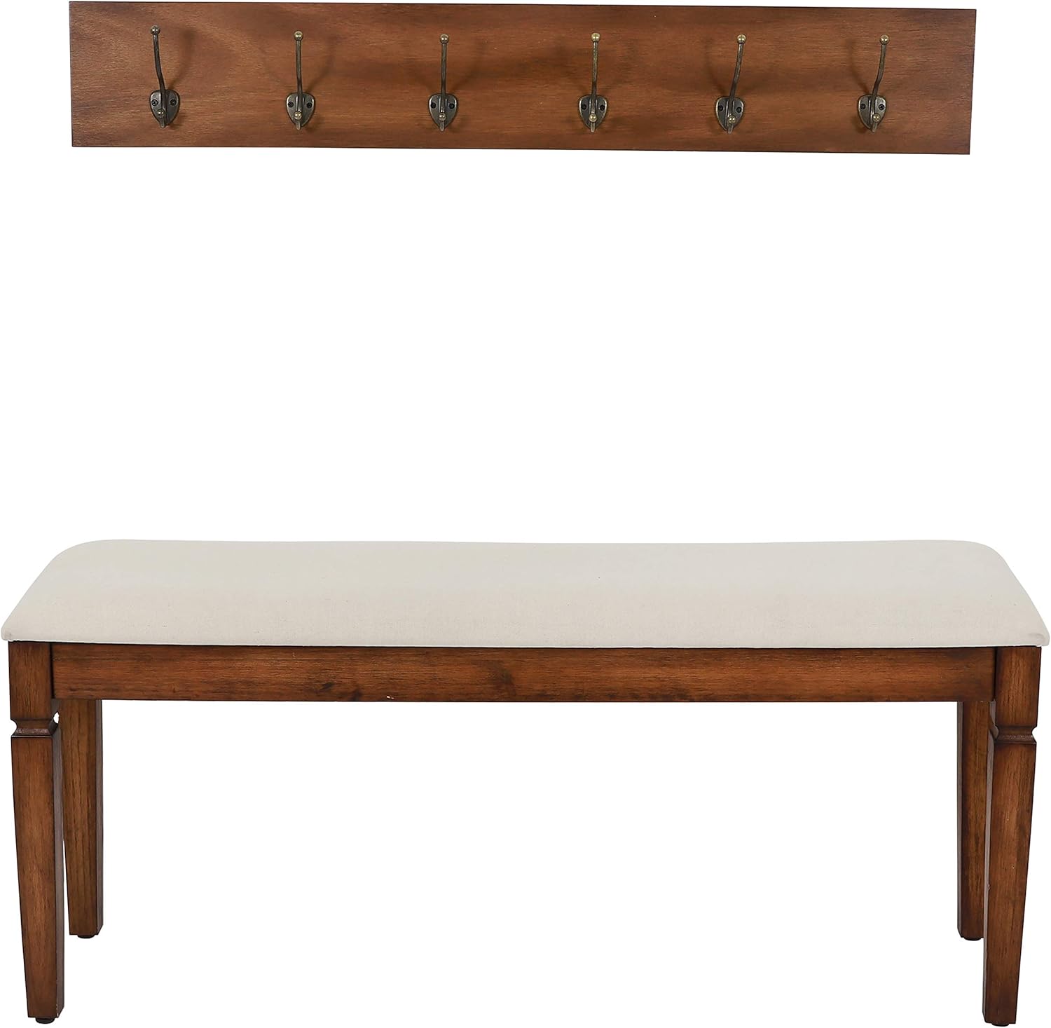 Décor Therapy Waverly Wood Bench with Coat Rack Set, Measures 42x11.8x17.75, Winter White