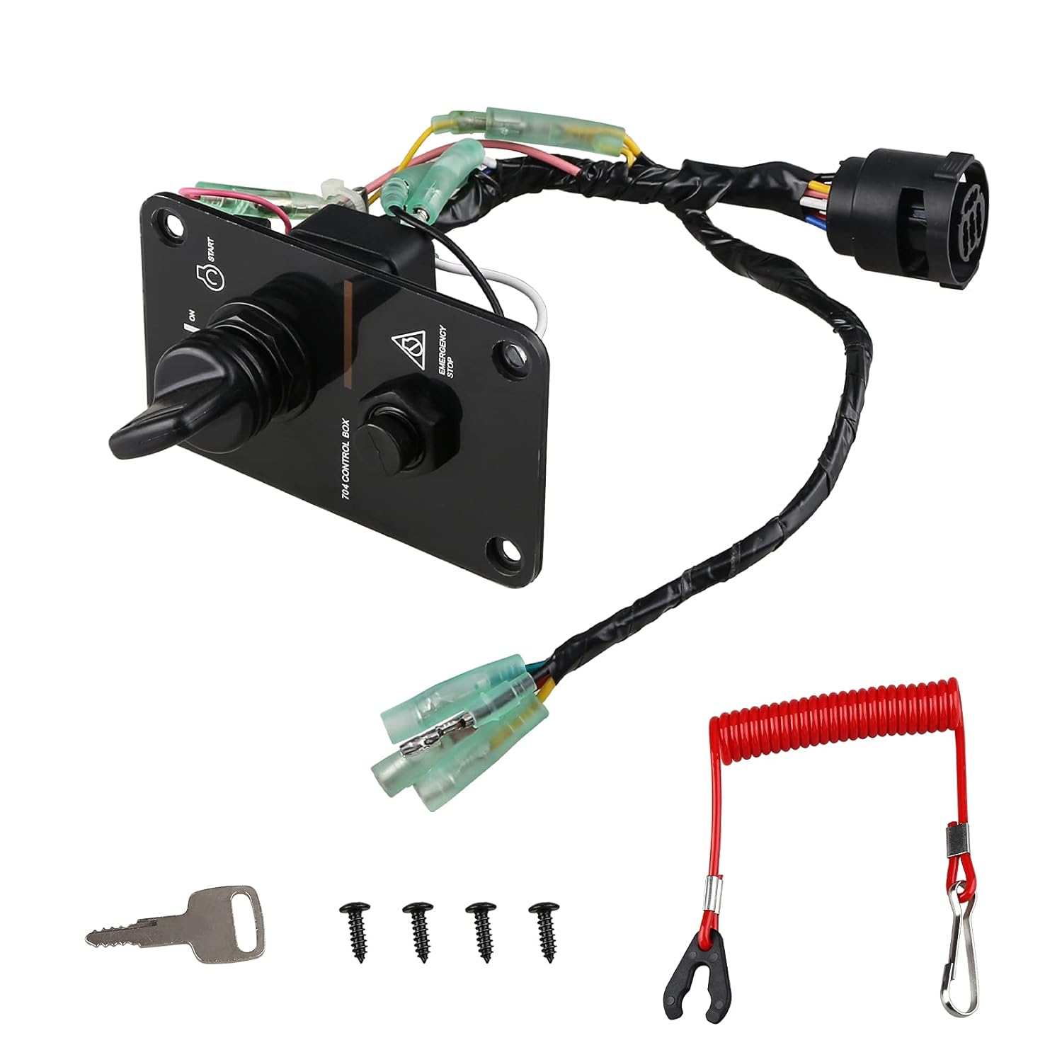 WATERWICH Single Engine Key Switch Panel Compatible with Yamaha Outboard Yacht Boat 704-82570-08-00 704-82570-01-00 704-82570-12-00 Pack of 2