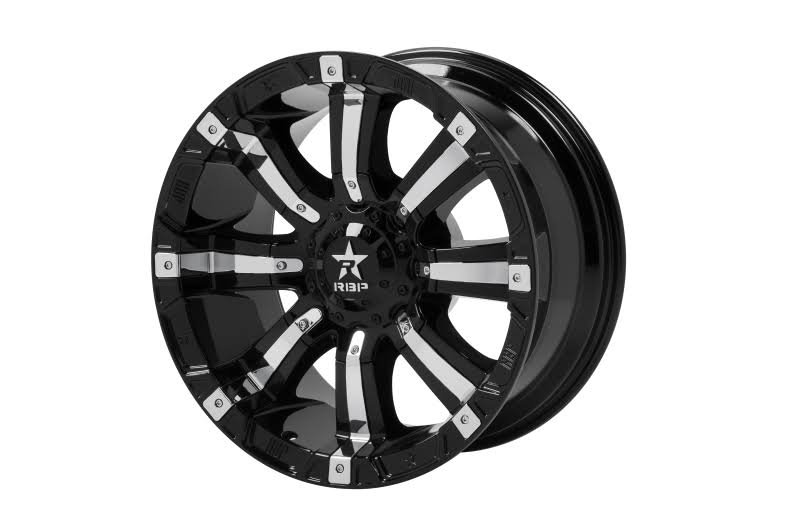 RBP 94R 20x10 5x150 BP / 5.5 BS 0mm Offset 110mm CB (Hub Centric) Black w/Chrome Inserts Wheel - 94R-2010-50-00BP