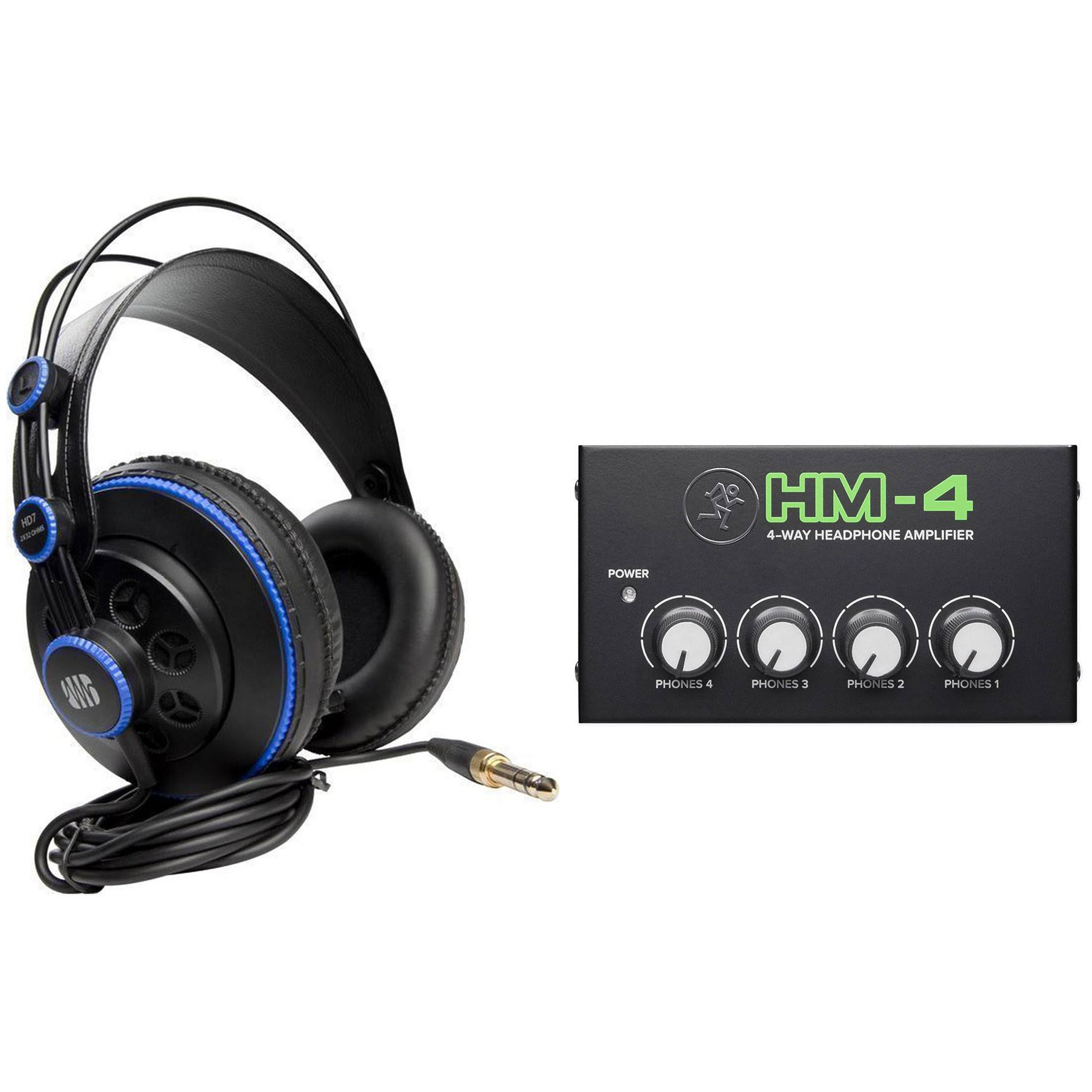 PreSonus HD7 Studio Monitoring Headphones+Mackie 4Way Distribution Amplifier Amp