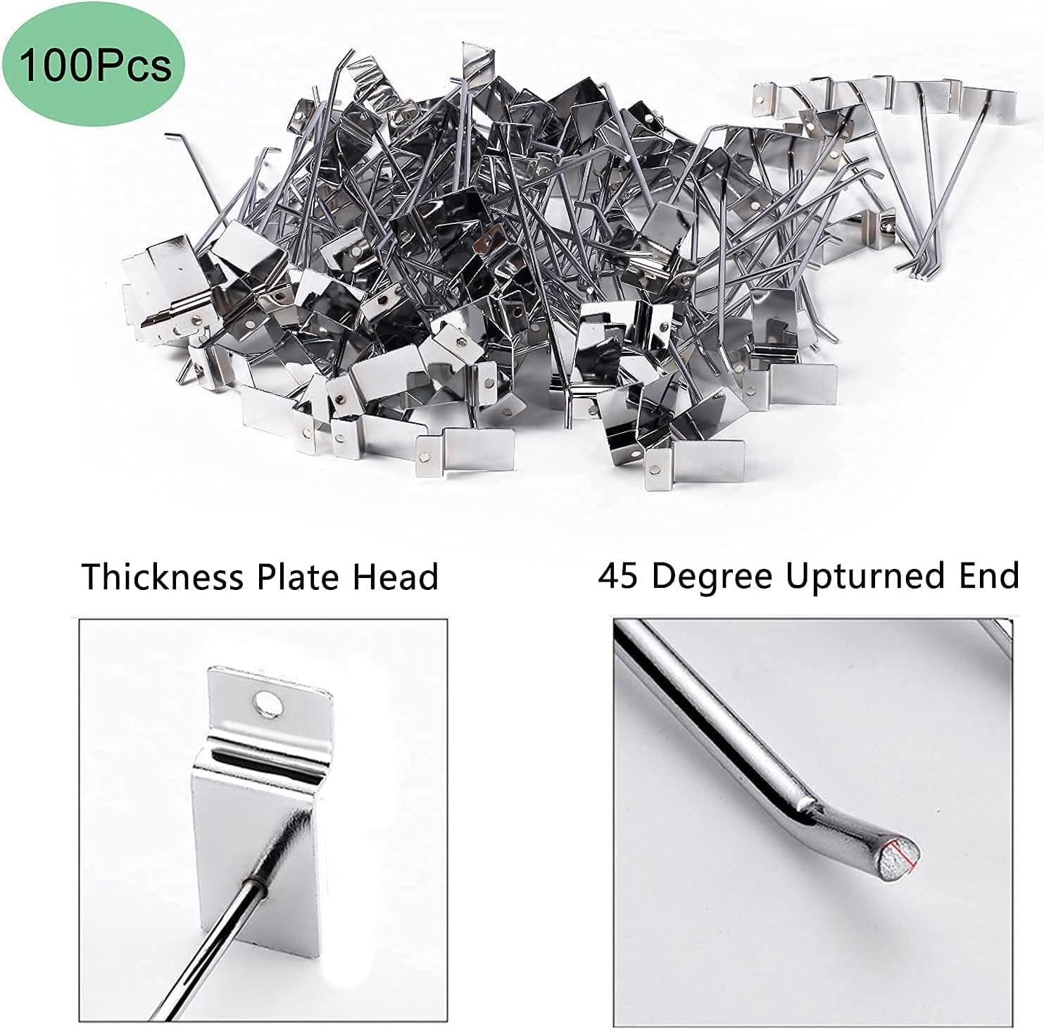 Nisorpa 8'' Slatwall Hooks 100 Pcs Slatwall Panel Hooks Panel Display Hooks Commercial Metal Hooks for Garage Shop Retail Supermarket Display Pack of 2