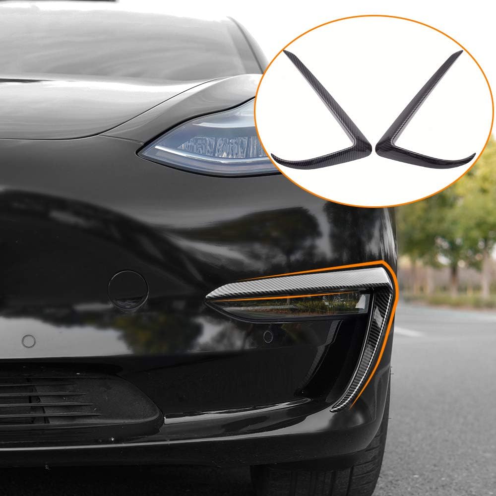 Fit Tesla Model 3 Fog Light Trim Cover Front Fog Light Eyebrow Spoiler For Tesla Model 3 Accessories (Matte Black) Pack of 2