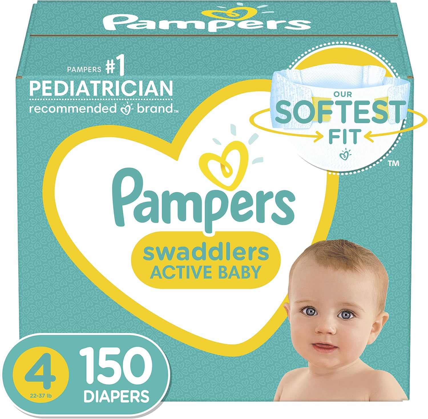 Diapers Size 3, 168 Count - Pampers Swaddlers Disposable Baby Diapers, ONE MONTH SUPPLY (Packaging May Vary) Pack of 2
