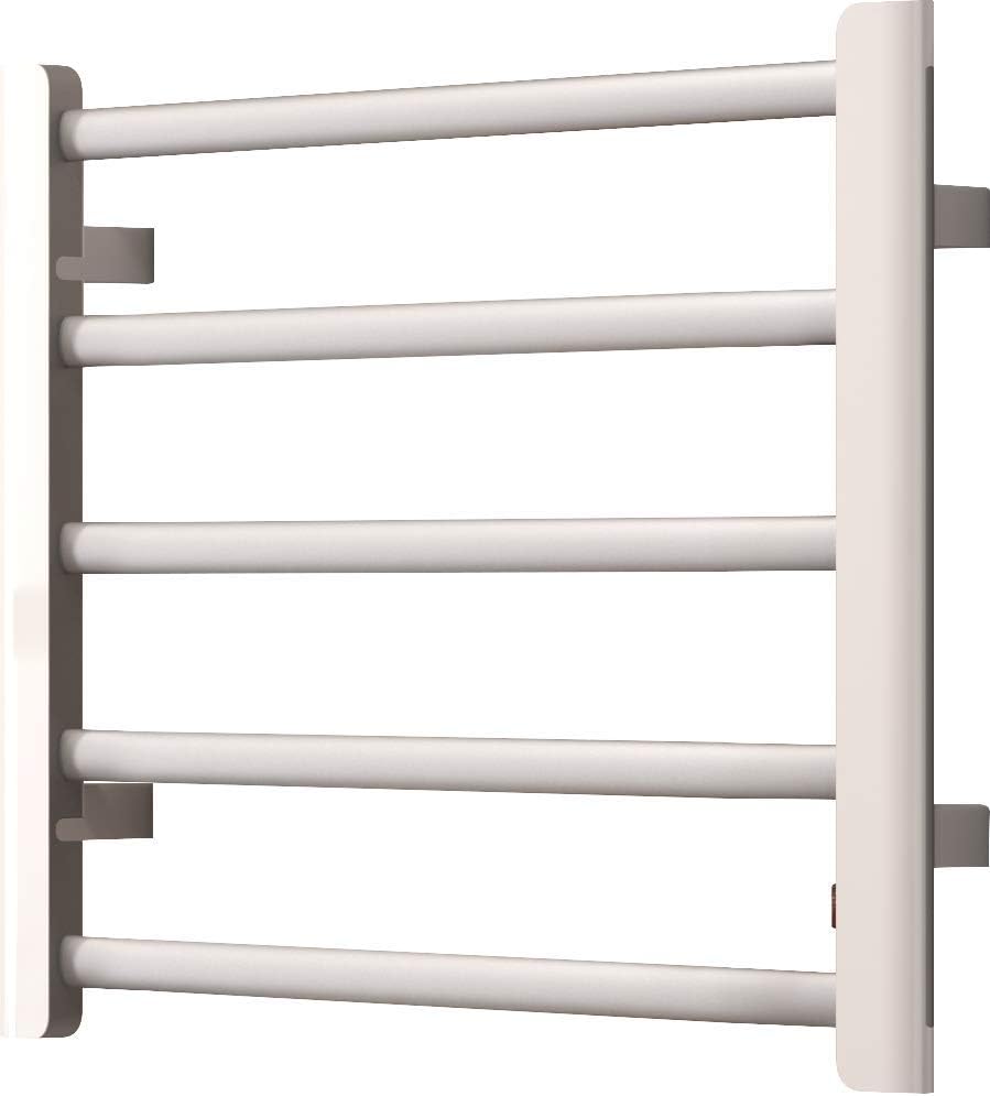 SHARNDY Electric Towel Warmer 5 Bars Heated Towel Rack Plug in Wall-Mounted Drying Rack with Hooks ETW29P Towel Heater 65W for Bathroom 17.72 x 21.65 x 3.74 inches