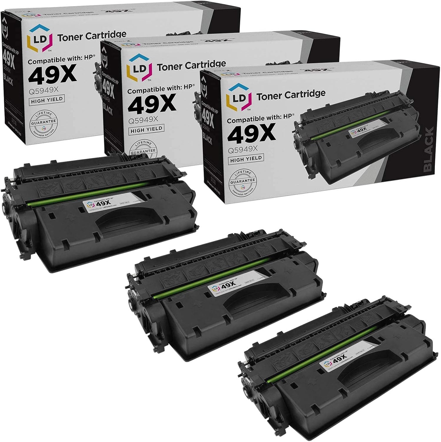 LD Compatible Toner Cartridge Replacement for HP 49X Q5949X High Yield (Black, 3-Pack) Pack of 2