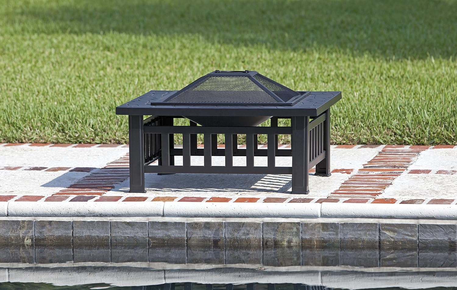 Fire Sense 62249 Stone Mont Square Fire Pit, Black
