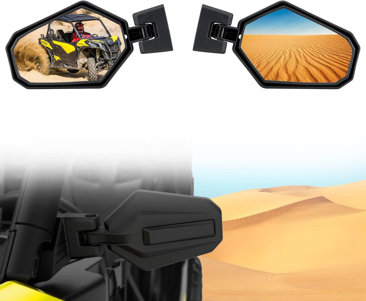 Maverick Folding Rearview Side Mirrors,HAKA TOUGH High Impact Shatter Proof Adjustable Break Away Rear View Mirrors for 2018-2021 Can-Am Maverick Trail Sport Commander Accessories,Replace#715003639