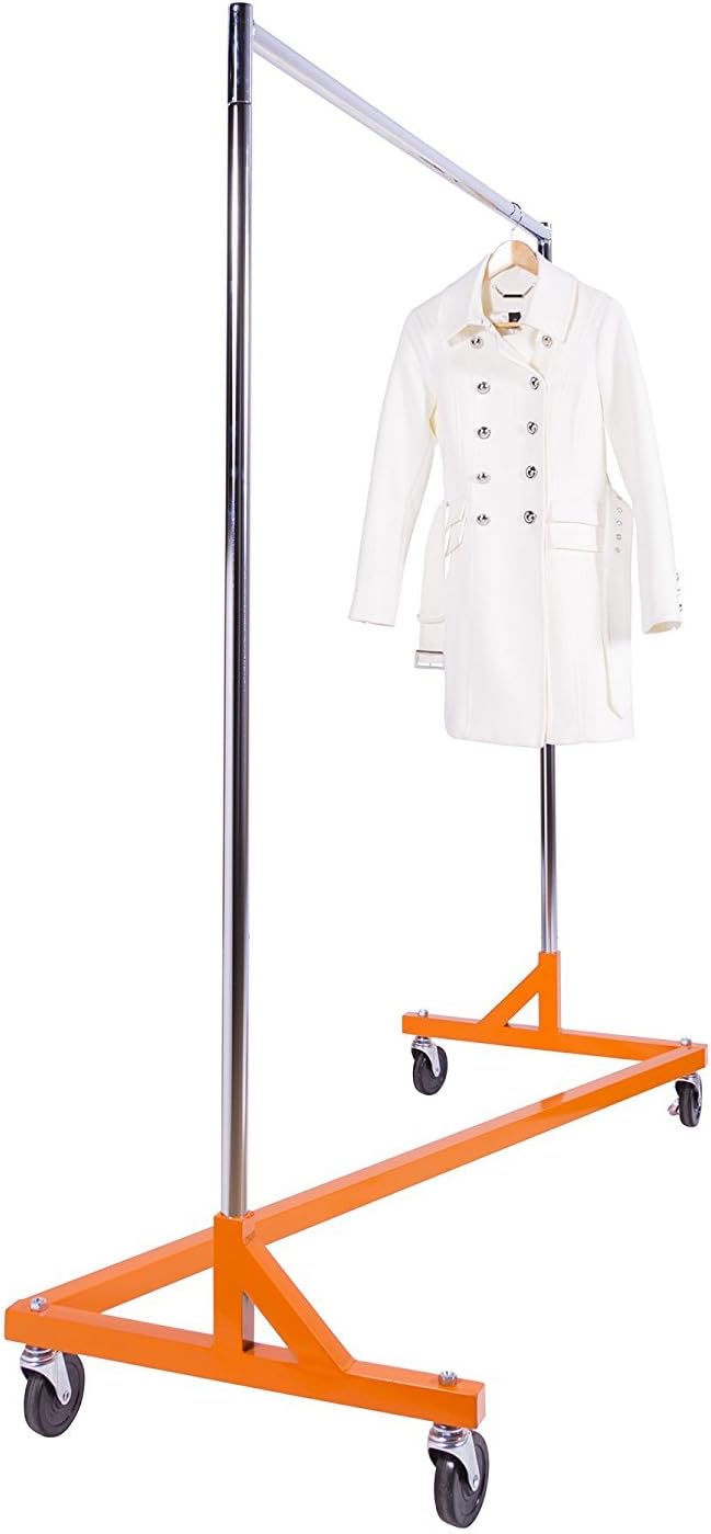 Only Hangers Commercial Grade Rolling Z Rack with Nesting Orange Base