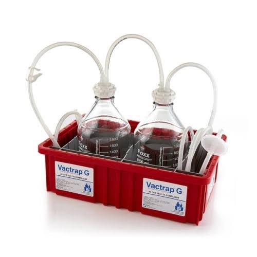 Foxx Life Sciences, 30R-2201-FLS, Vactrap G Glass Bottles, Red Bin