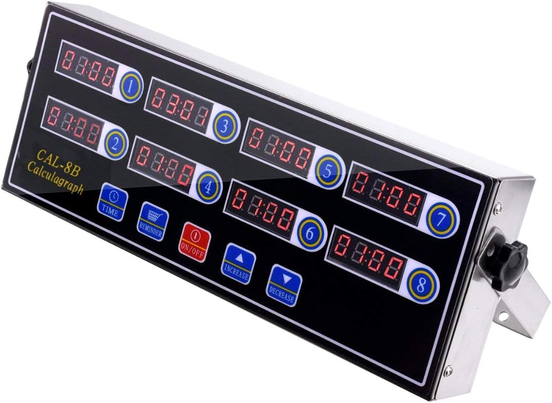 Slsy 8 Channels Kitchen Timers Commercial Cooking Timer, Restaurant Timer with Loud Alarm Cooking Reminder, Stainless Steel Calculagraph Timer for Cook Burger on Multiple Event Pack of 2