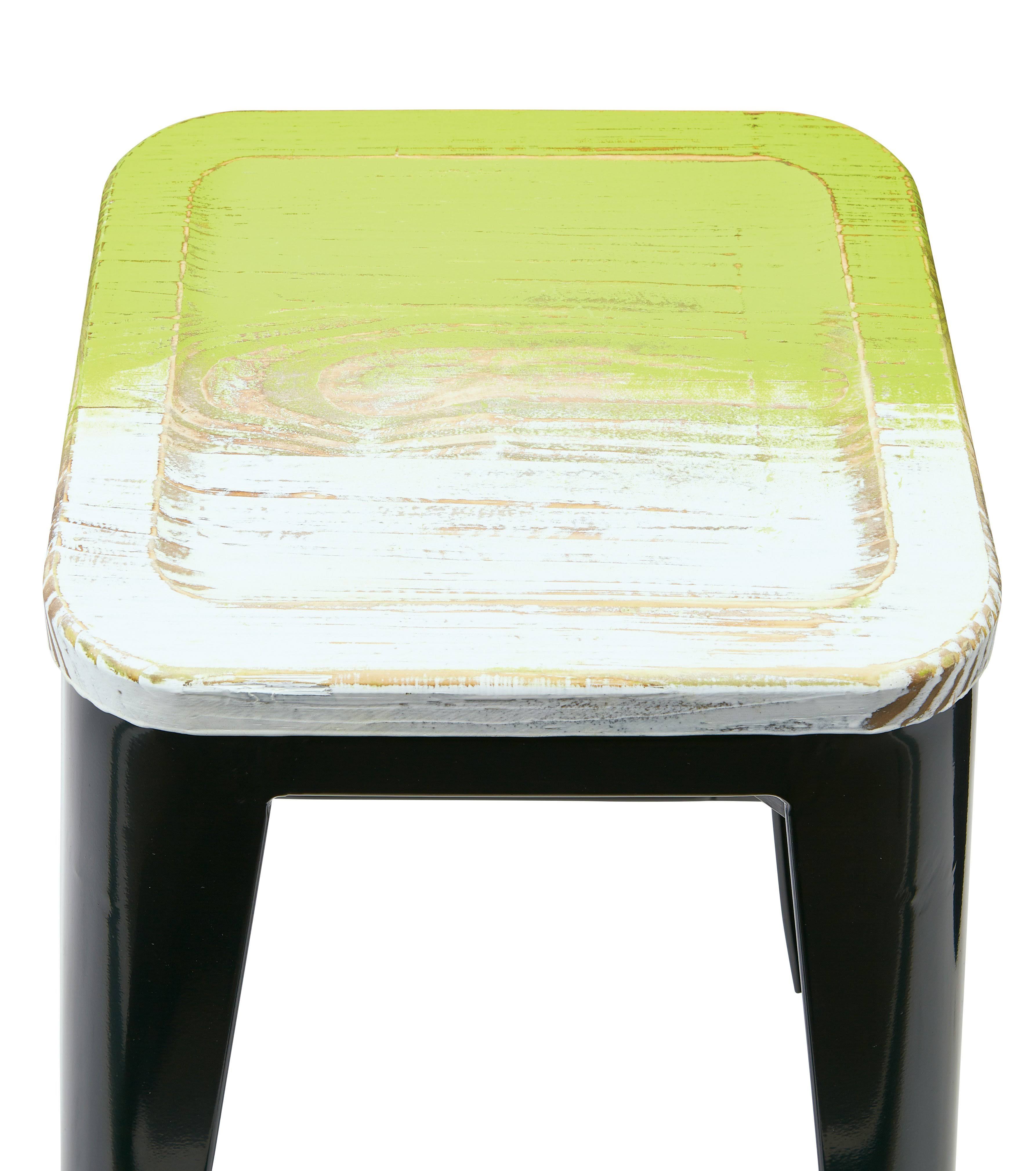 Office Star Bristow 26-inch Black Metal Frame Barstool with Vintage Wood SEAT, Pine Alice, 2-Pack