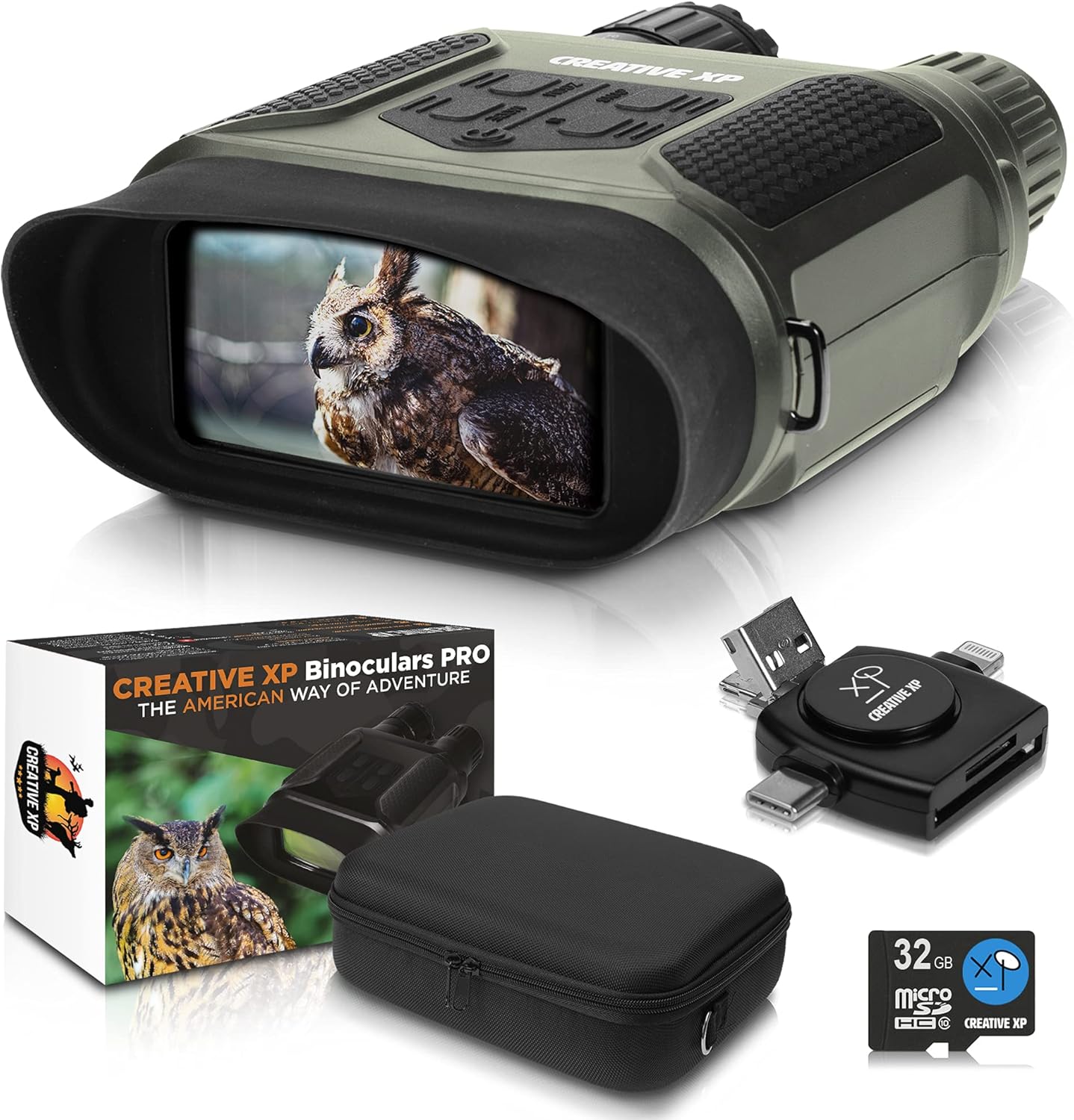 CREATIVE XP Night Vision Goggles - Digital Binoculars w/Infrared Lens, Tactical Gear for Hunting & Security - Black