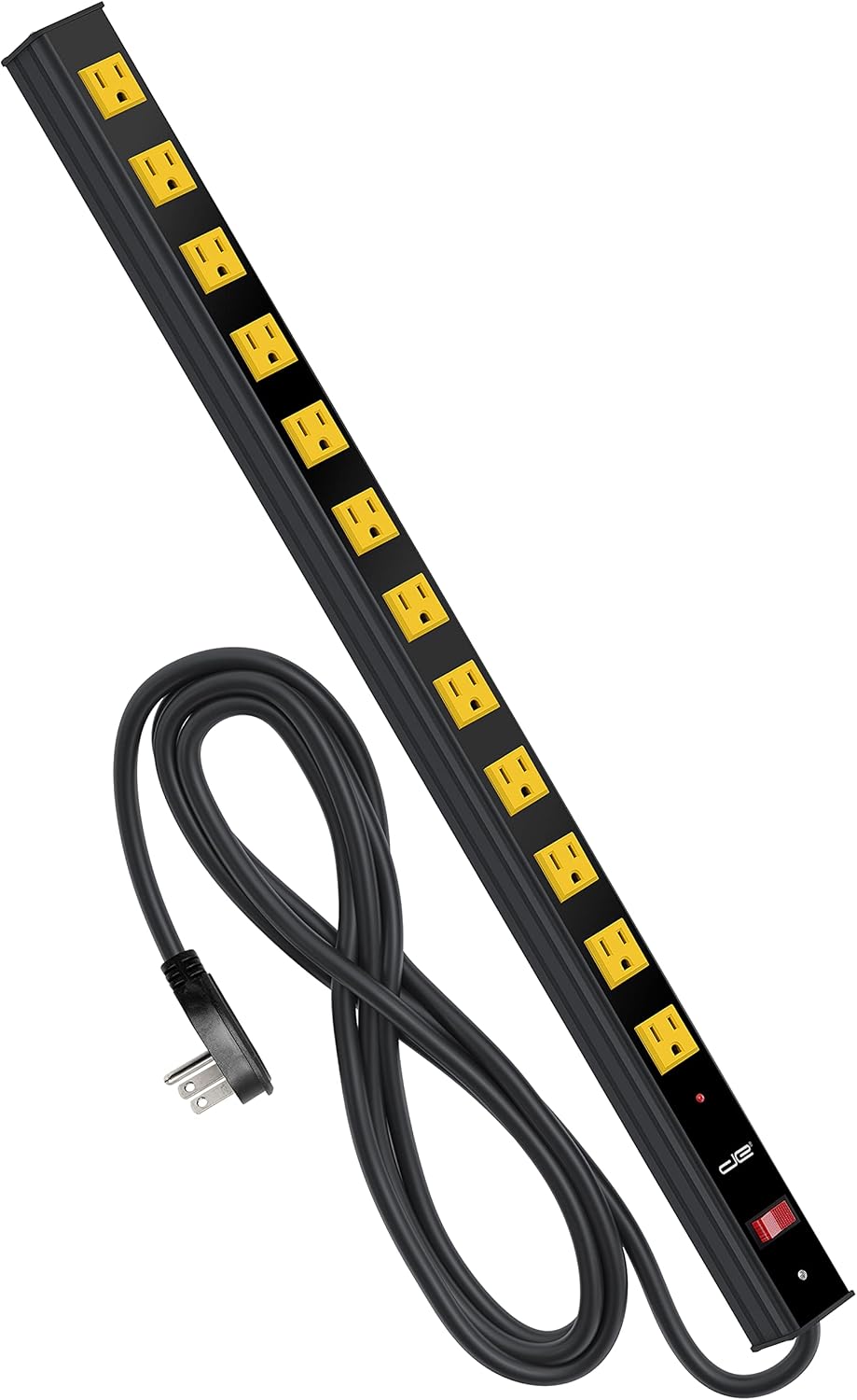 Digital Energy 12 Outlet Heavy Duty Metal Workshop 15 Ft Long Power Strip Extension Cord 2800 Joules Surge Protector (14AWG) Pack of 2