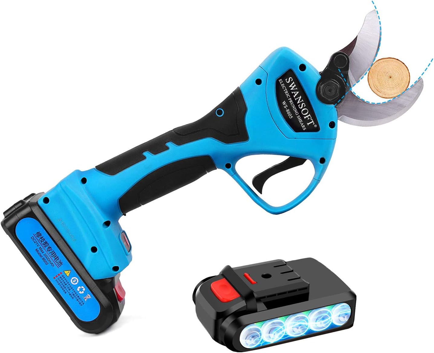 SWANSOFT Electric Pruning Shears, Cordless Pruner with 1.5 Inch Cutting Diameter, Battery Powered Pruning Shears with 2Pcs Backup Battery