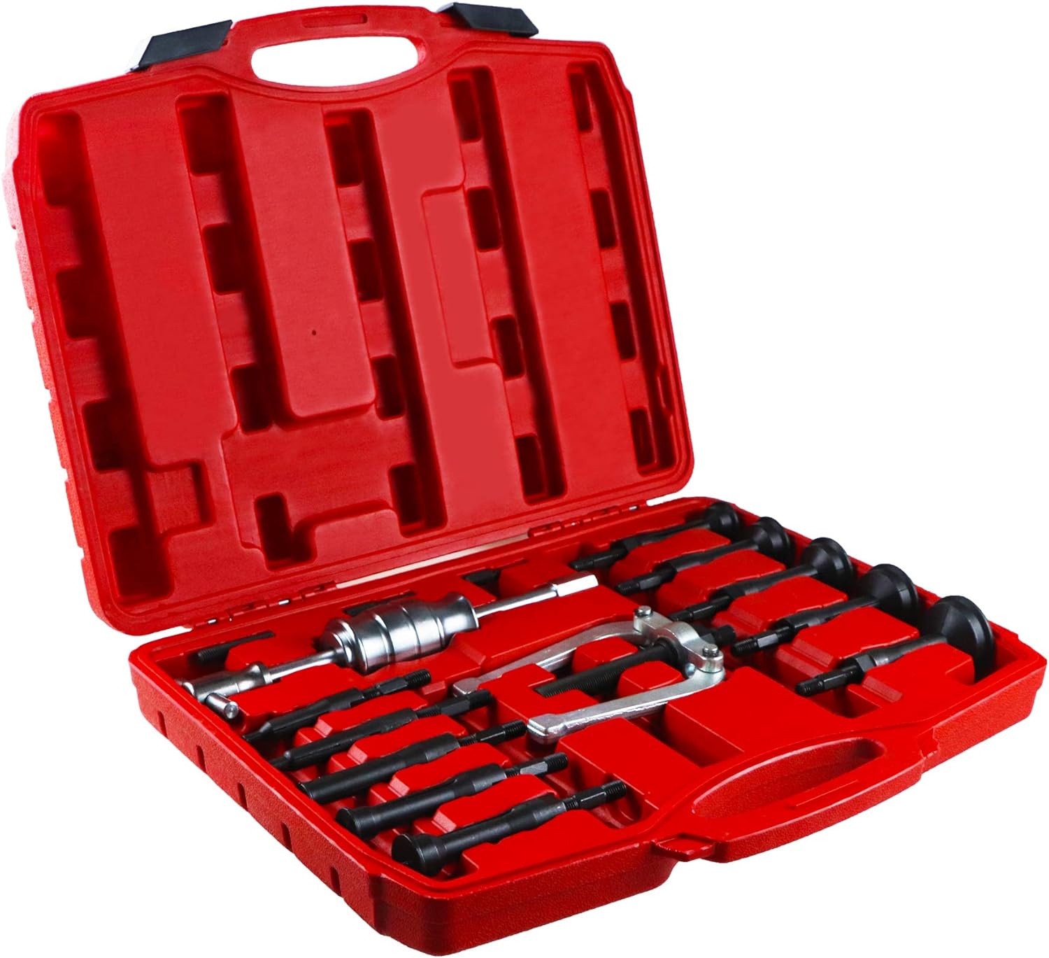 Frombet 16PCS Blind Hole Collet Bearing Race and Seal Puller Extractor Kit Slide Hammer Pilot Insert Inner Internal Bearing Removal Tool Set