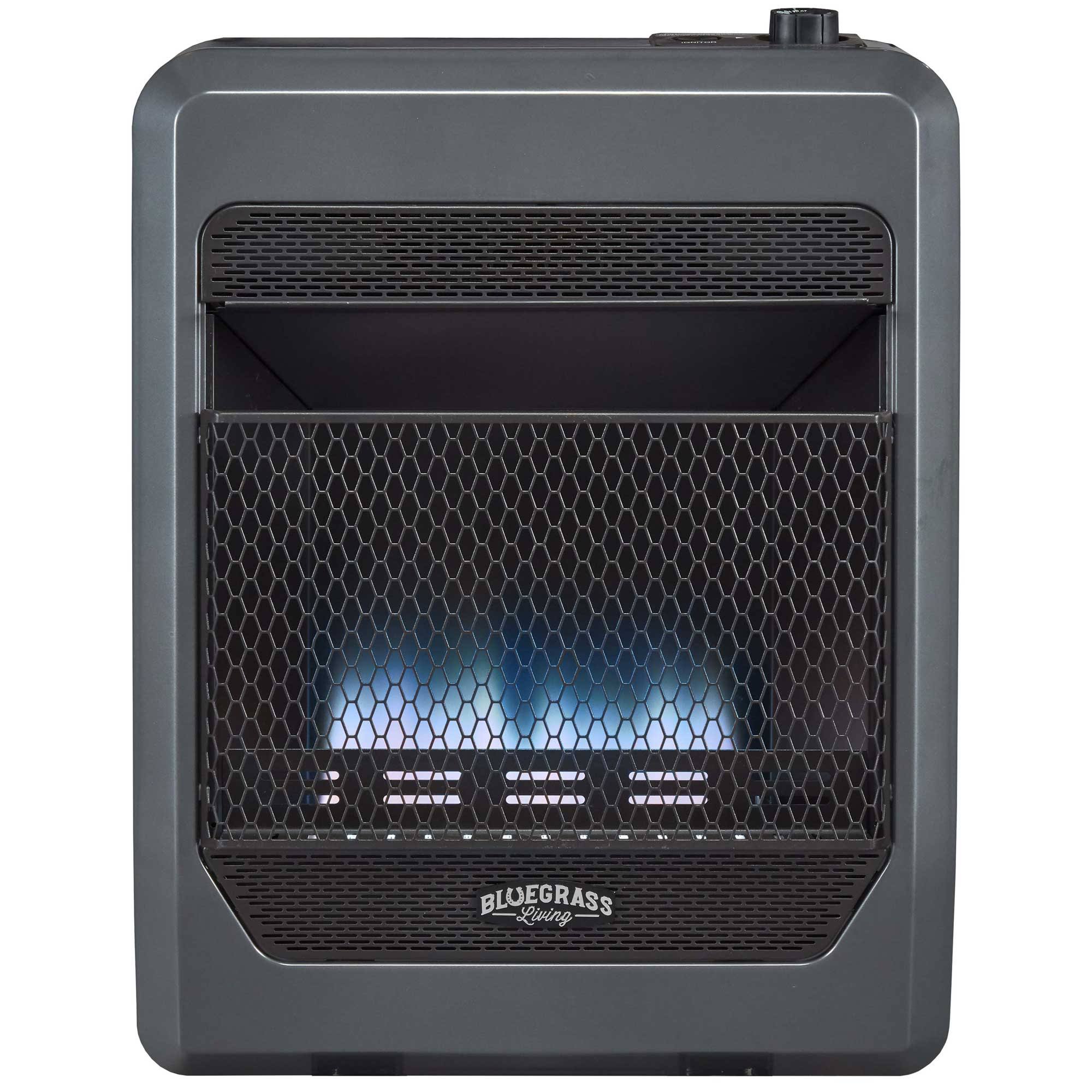 Bluegrass Living Propane GAS Vent Free Blue Flame GAS Space Heater with Blower and Base Feet - 20,000 BTU, T-Stat Control - Mode