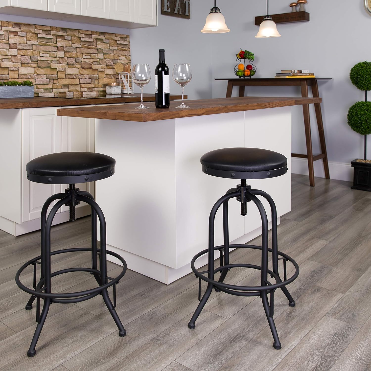 Flash Furniture 30'' Barstool with Swivel Lift Black LeatherSoft Seat