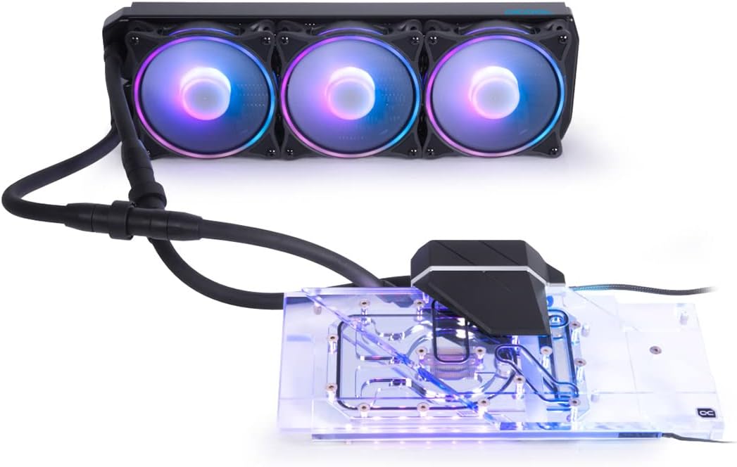 Alphacool Eiswolf 2 AIO GPU Cooler - 360mm Radeon RX 6800/6800XT Strix/TUF with GPU Backplate, Nickel/Plexi