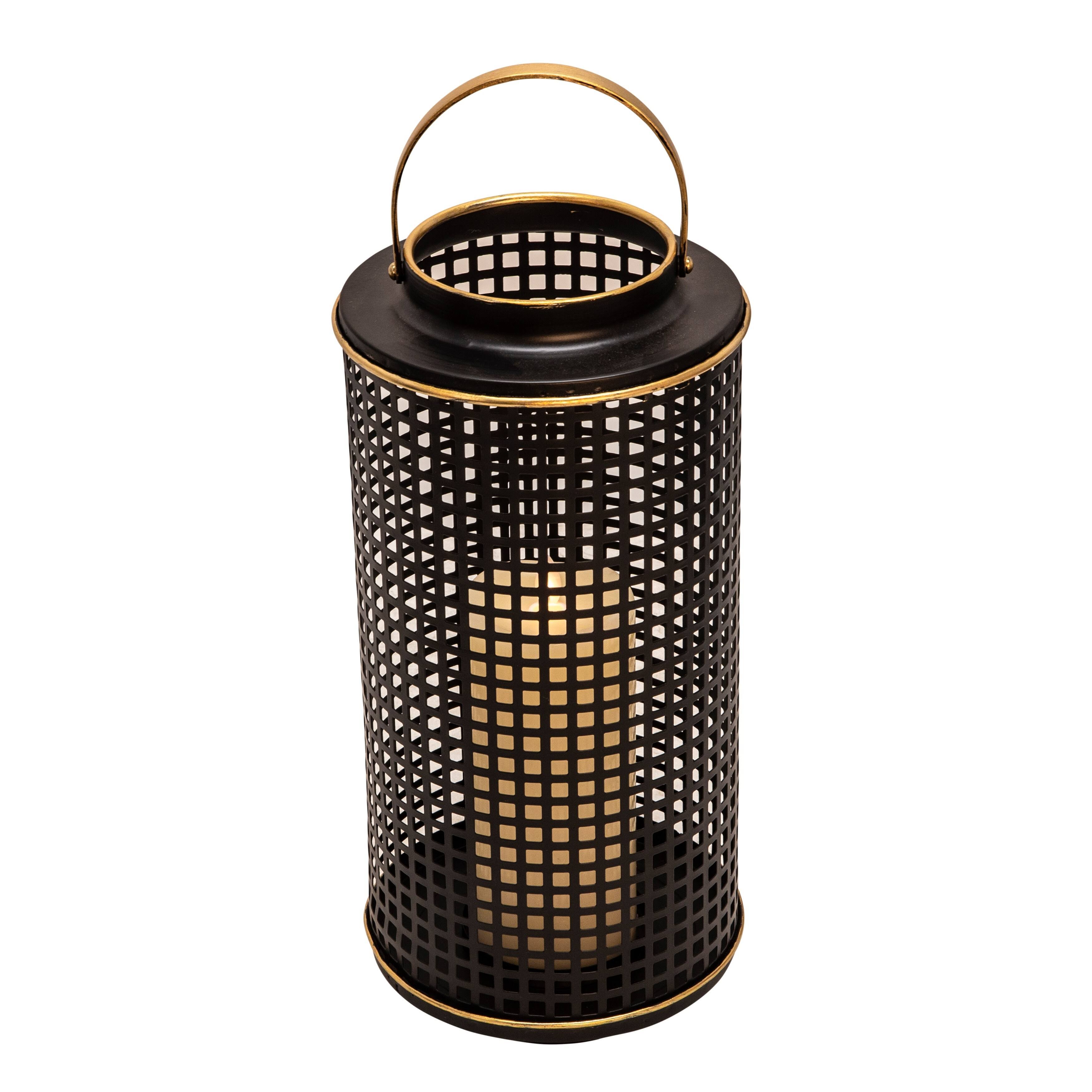 Sagebrook Home 14747-04 Metal 14x22 Grid Candle Holder, Black