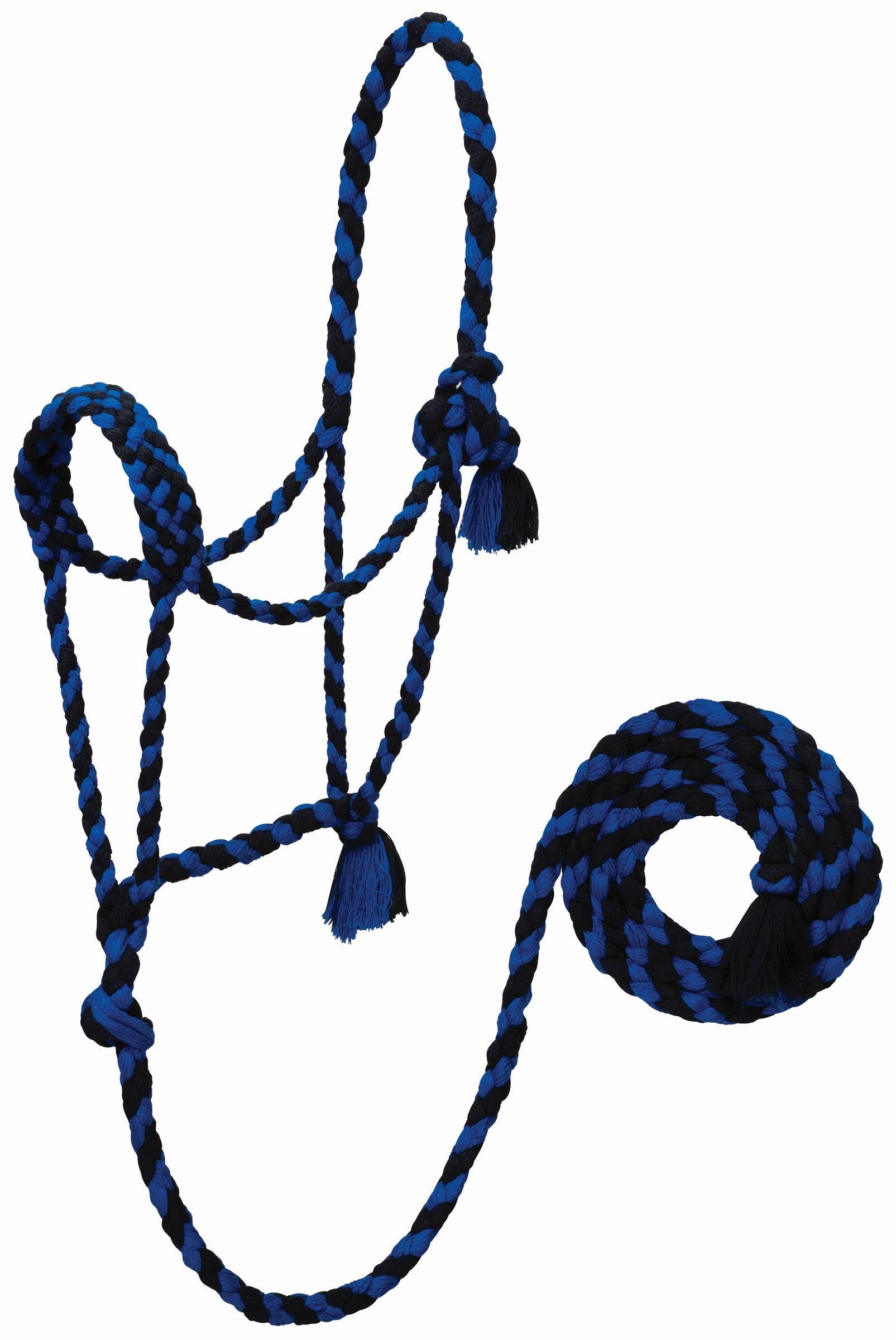 EcoLuxe Braided Rope Halter with 8ft Lead, Adult Unisex, Black