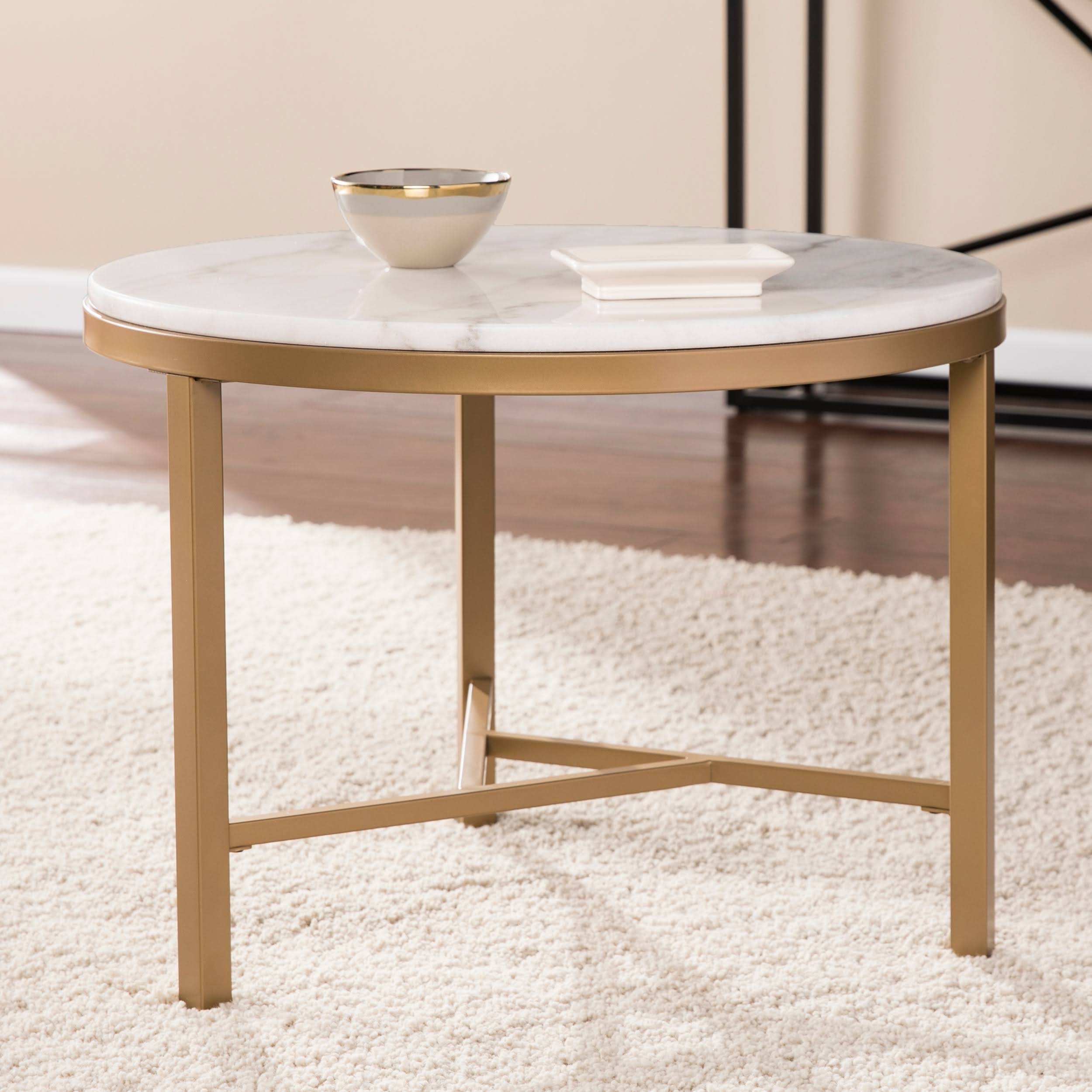 Home Accent Dennis Marble Accent Table, White by Ashley HomeStore