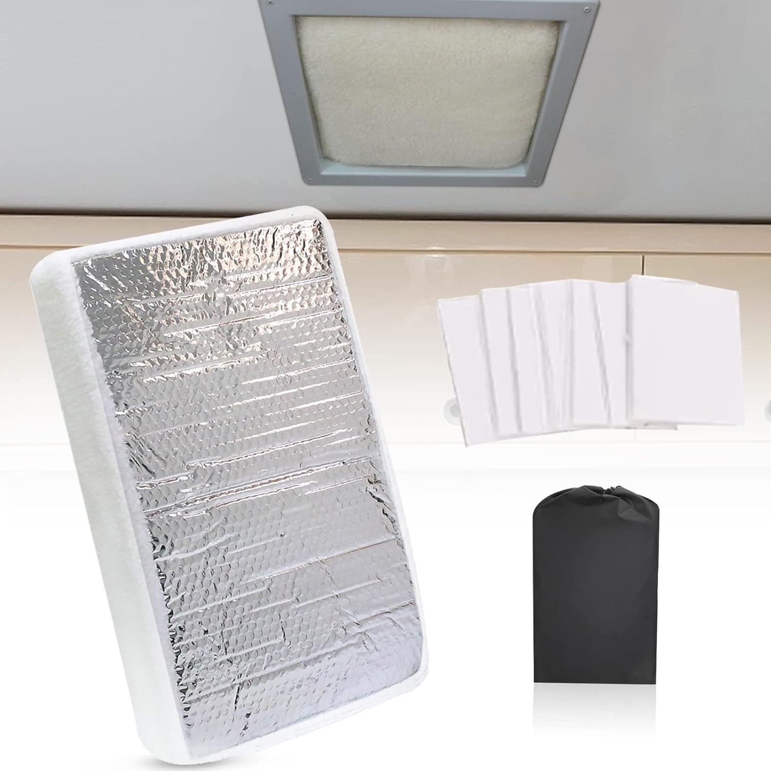 SHINEHOME RV Vent Insulator and Skylight Cover with Reflective Surface RV Vent Covers for Inside Camper Shower Skylight Cover Inner RV Trailer Vent Pillow Insulation Shade Fit 14 x 22 Inch RV Vent