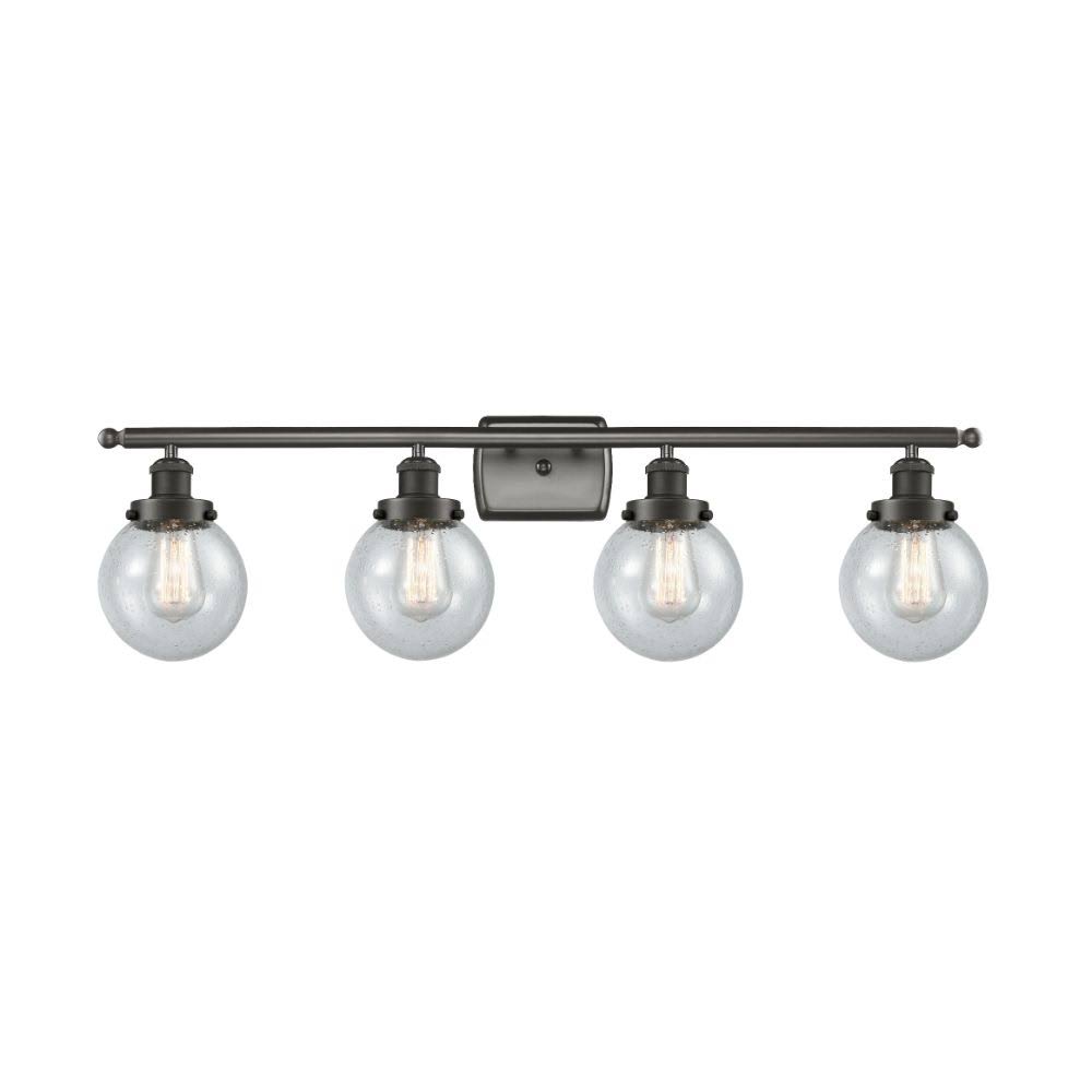 Innovations 916-4W-OB-G204-6-LED Beacon 4 Light 36 inch Bath Vanity Light in Oil Rubbed Bronze