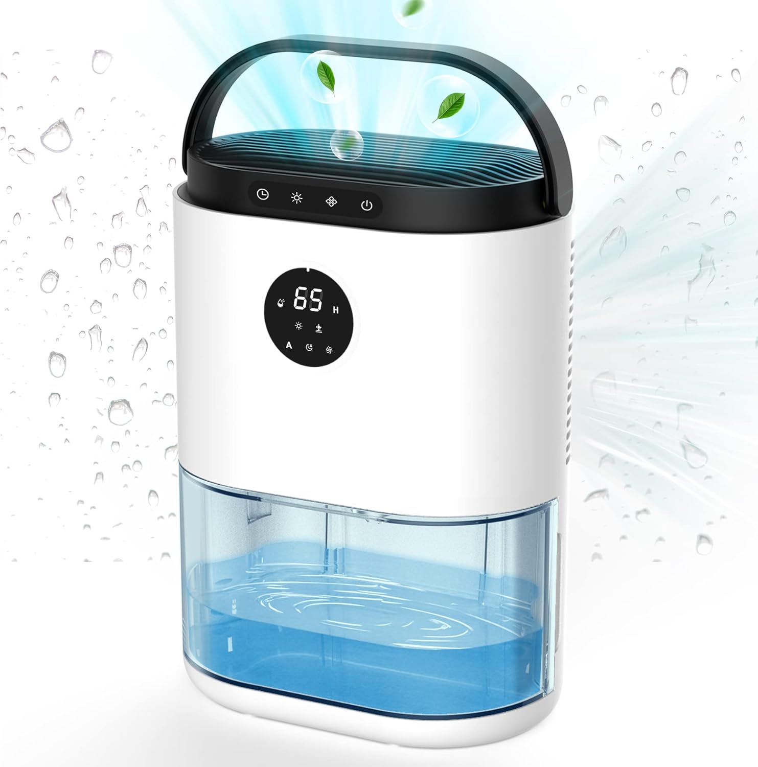 Dehumidifier - 68oz(2000ml) Small Dehumidifiers for 500 Sq ft with Colorful LED Light and Auto Defrost, Timing Setting, LED Display Screen, Auto Shut-Off, Portable and Compact Ultra Quiet Electric Dehumidifier for Home,Bedroom, Bathroom, Closet, RV P