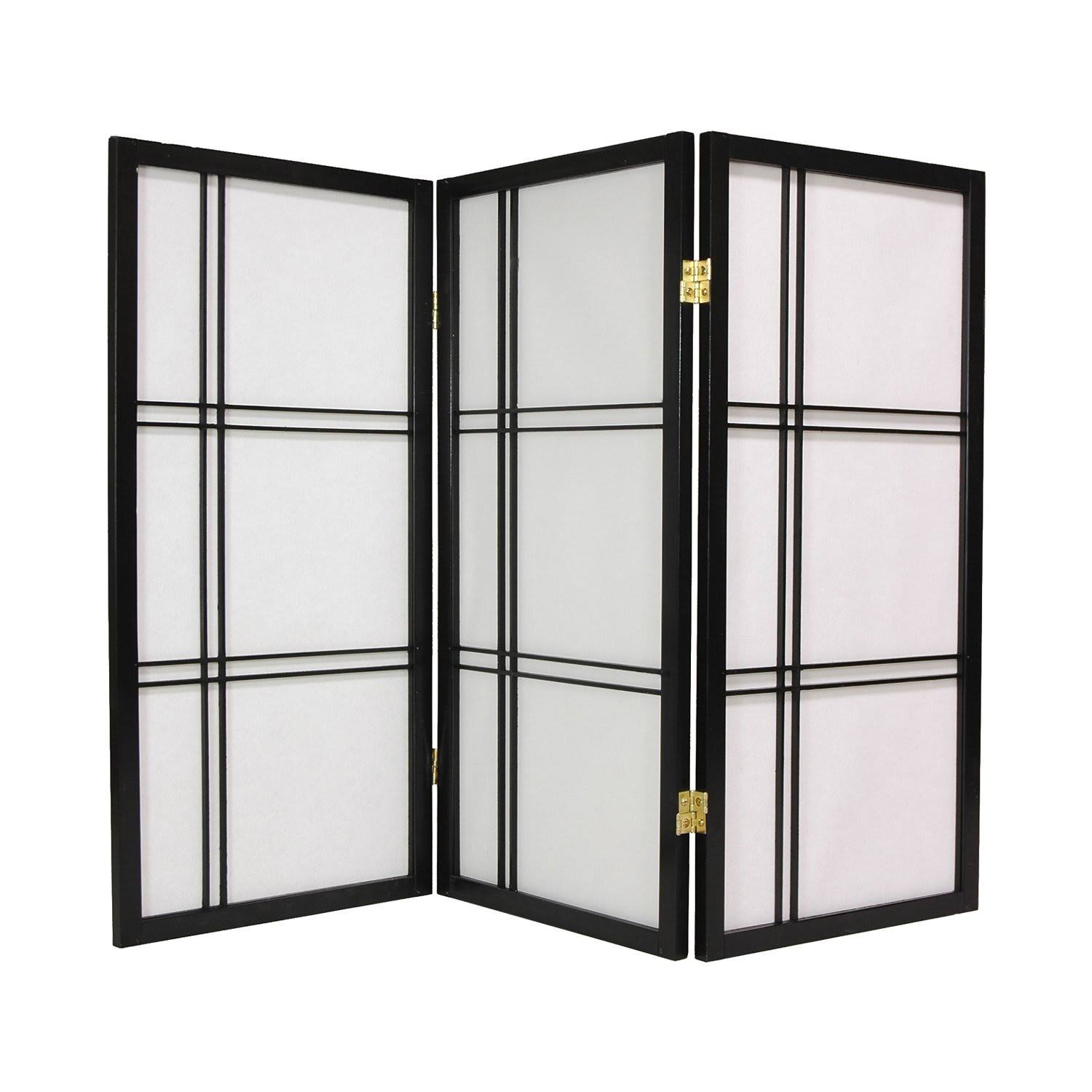 Oriental Furniture 3& Tall Double Cross Shoji Screen - Black - 5 Panels