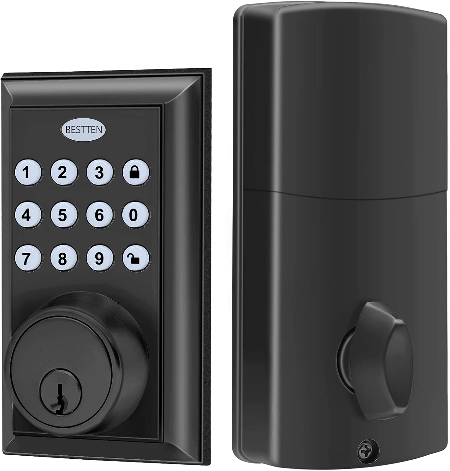 BESTTEN Electronic Keypad Door Lock with Deadbolt, Programmable Keyless Entry Deadbolt Lock with 50 User Codes, Auto Lock, One Touch Locking, Contemporary Style, Oil Rubbed Bronze Pack of 2