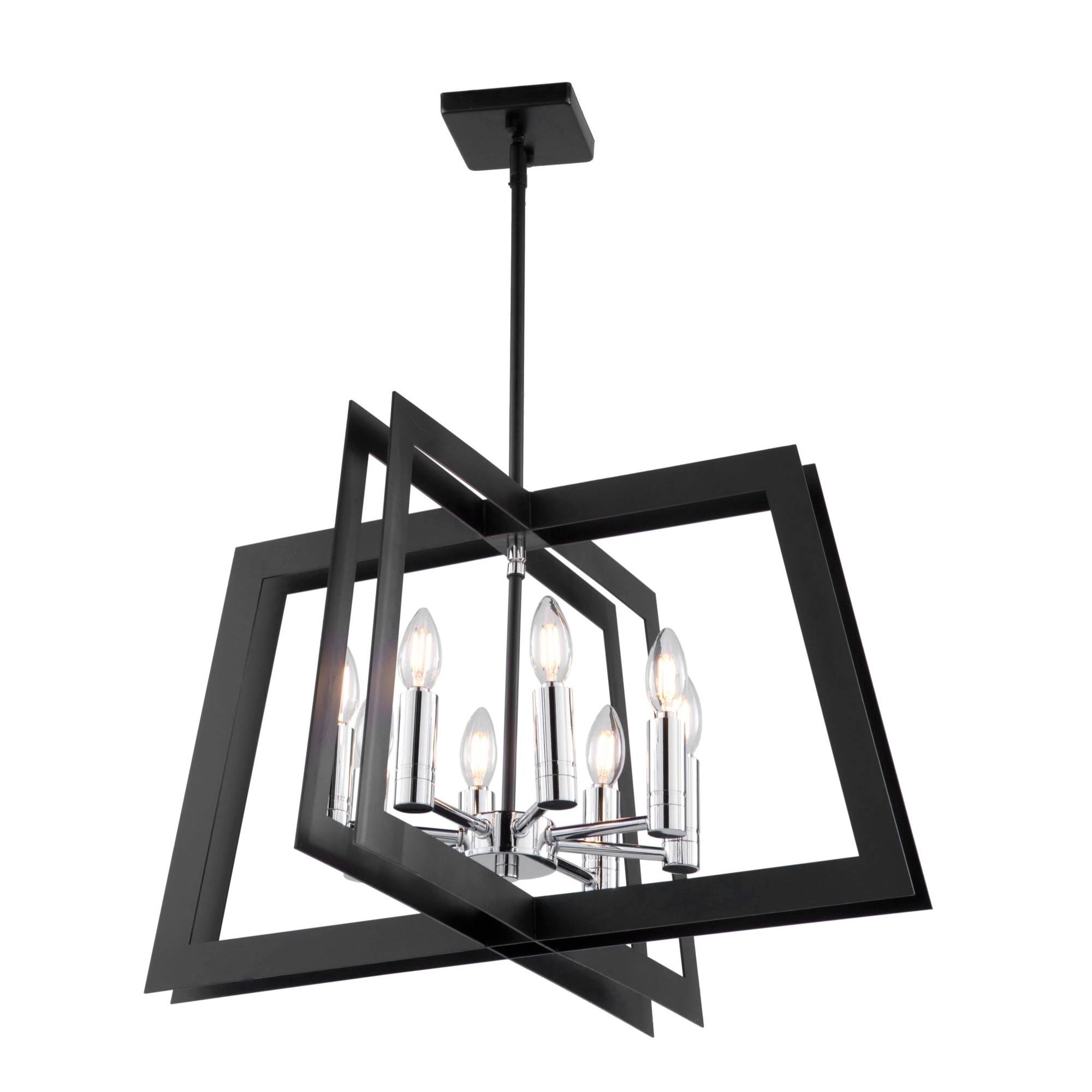 Artcraft Carlton Chandelier - Matte Black u0026 Polished Nickel - AC11378