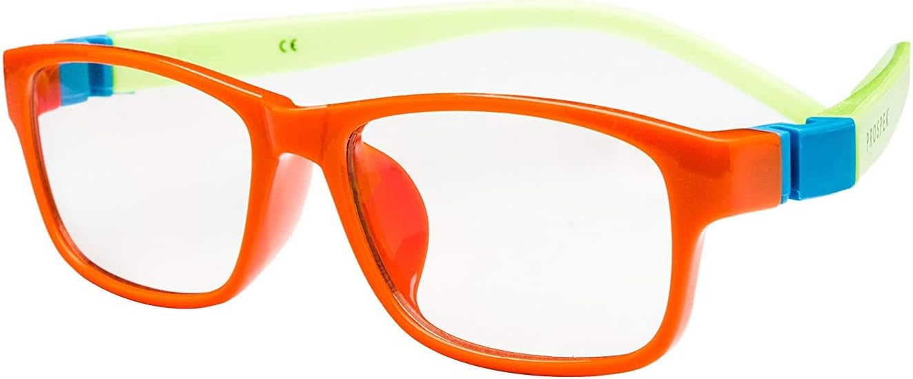 Blue Light Computer Glasses for Kids PROSPEK, ACTION, Anti Glare Clear Lens, Protect From Screen's Blue Light, High Optical Quality Lenses (Orange) Pack of 2