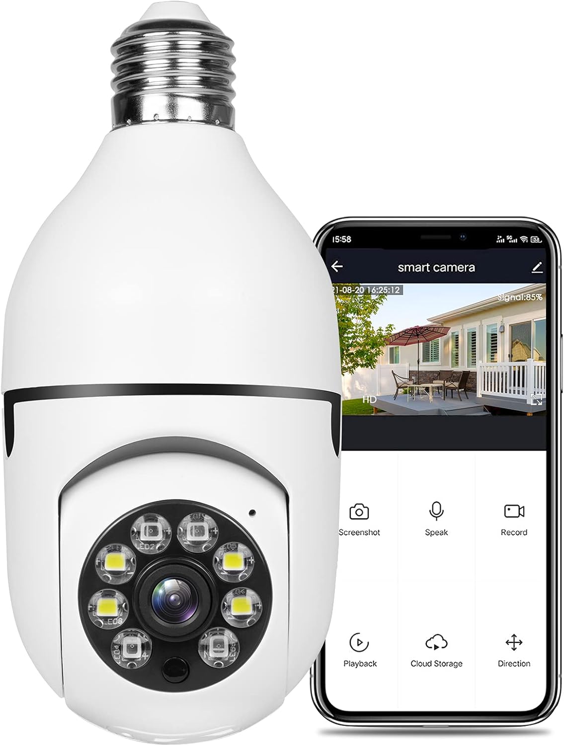 Wyzlink Bulb 1080P Security Camera, PTZ E27 Bulb 360 Degree Panoramic Wireless Connector with WiFi,Smart Motion Detection and Alarm,Two Way Audio,Night Vision, Remote Viewing Pack of 2